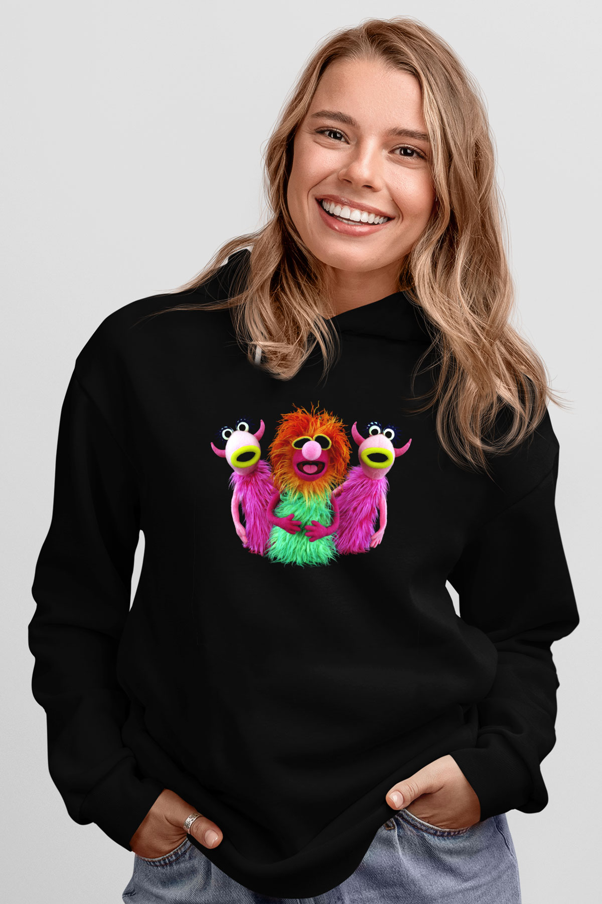 The Muppets Siyah Unisex Kapüşonlu Sweatshirt