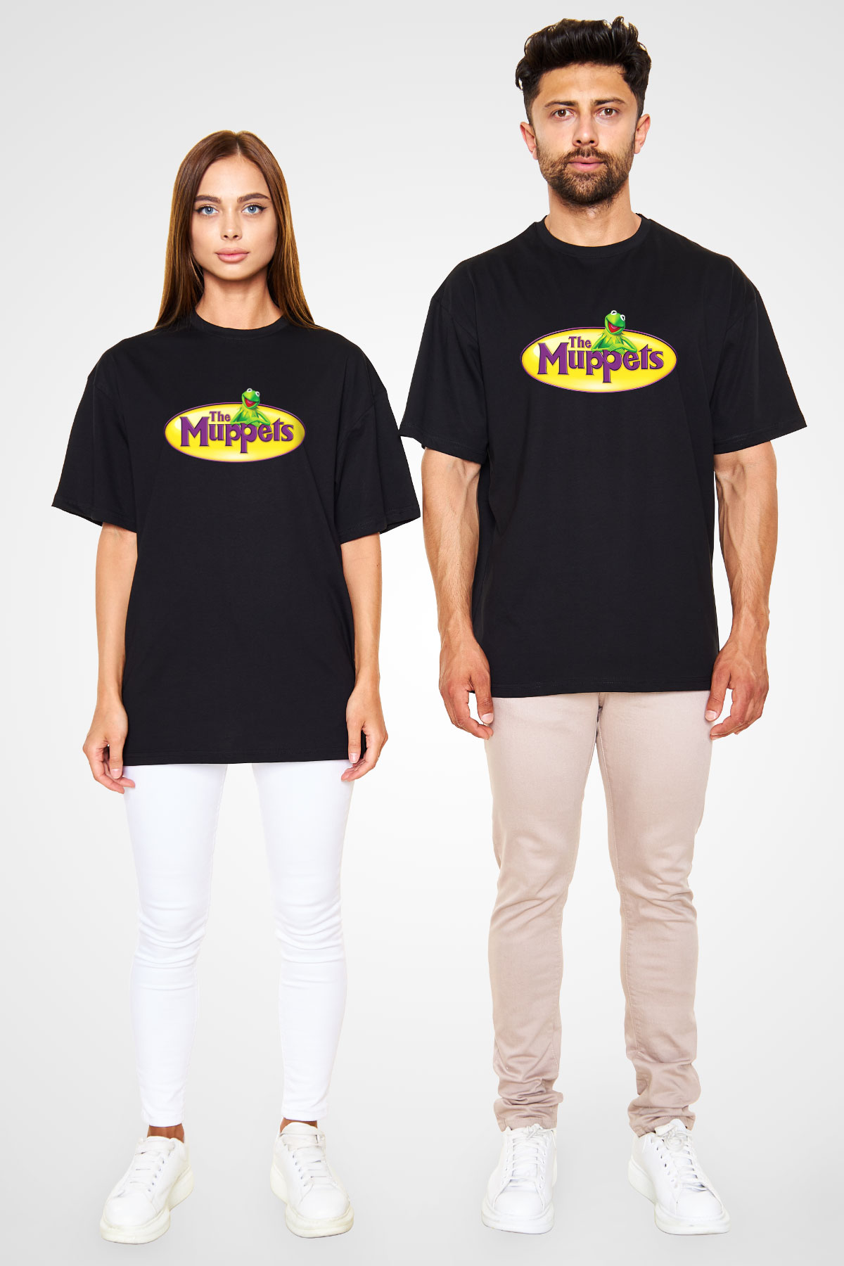 The Muppets Siyah Unisex Oversize Tişört