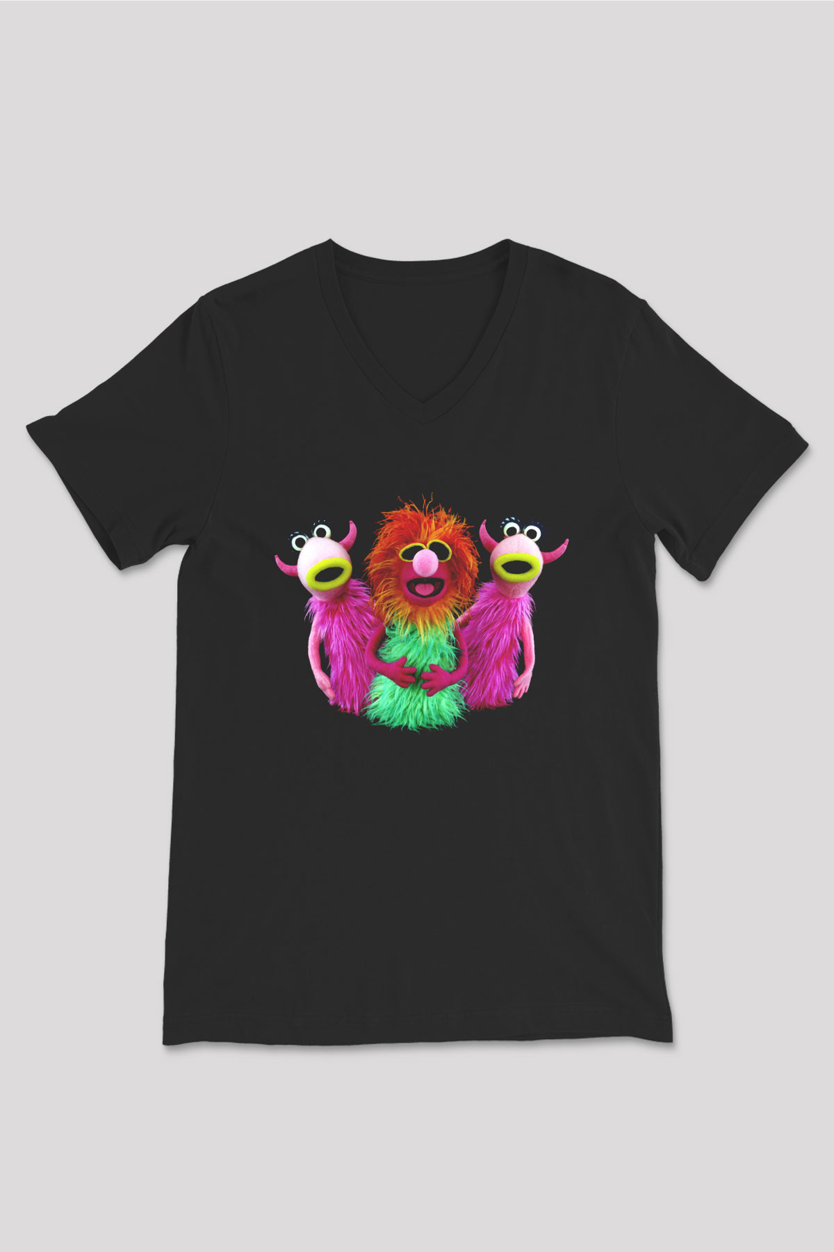 The Muppets Siyah Unisex V Yaka Tişört