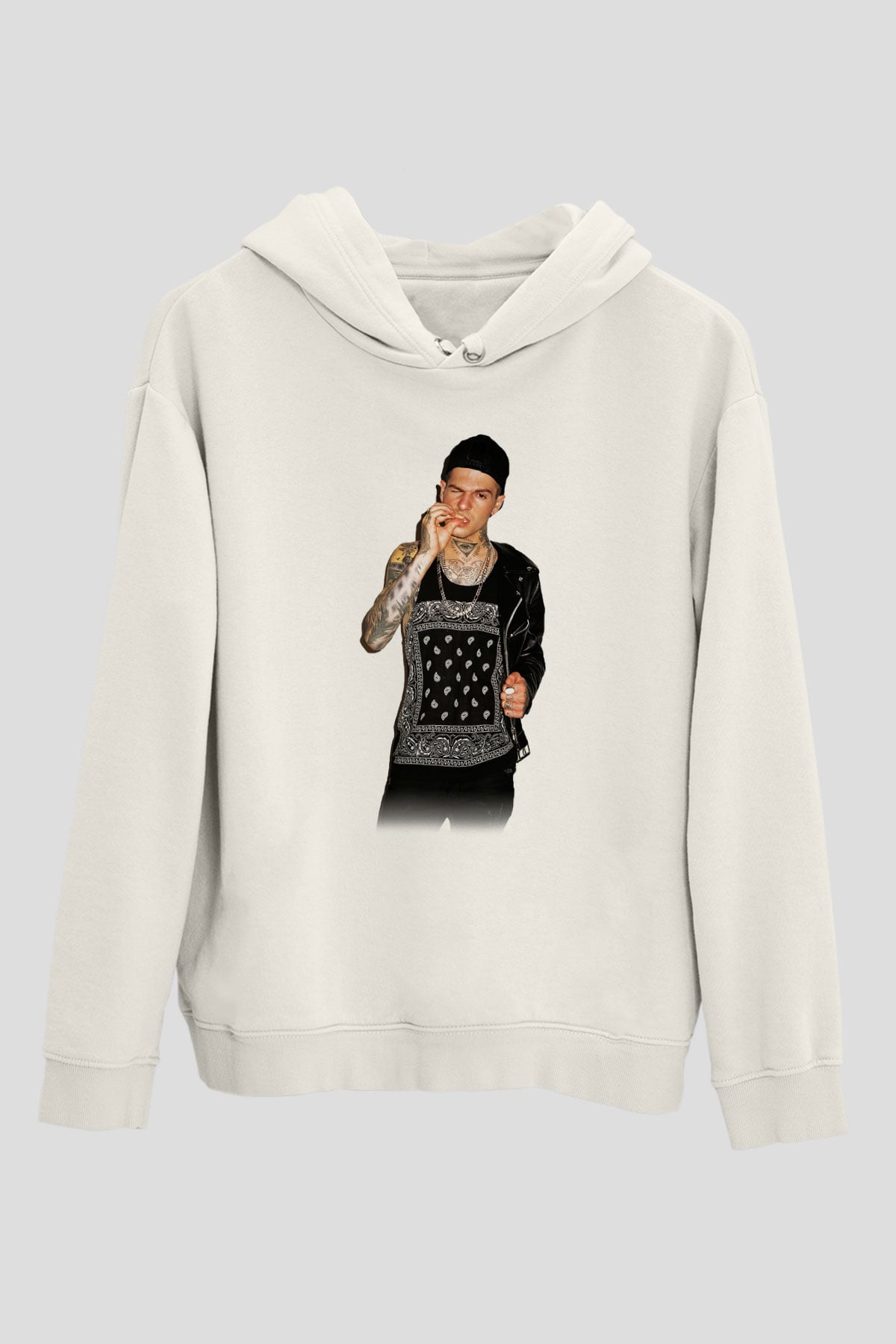 The Neighbourhood Beyaz Unisex Kapşonlu Sweatshirt