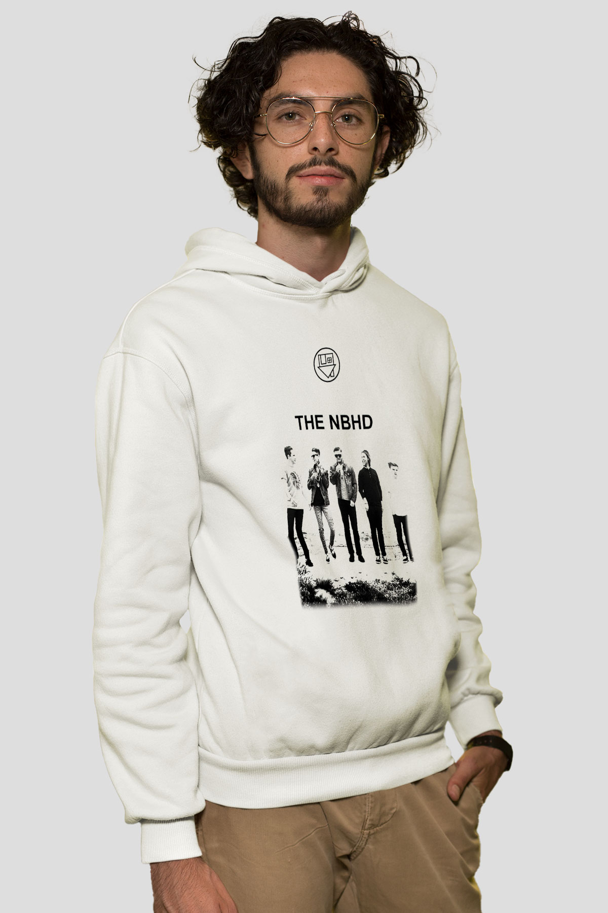 The Neighbourhood Beyaz Unisex Kapşonlu Sweatshirt