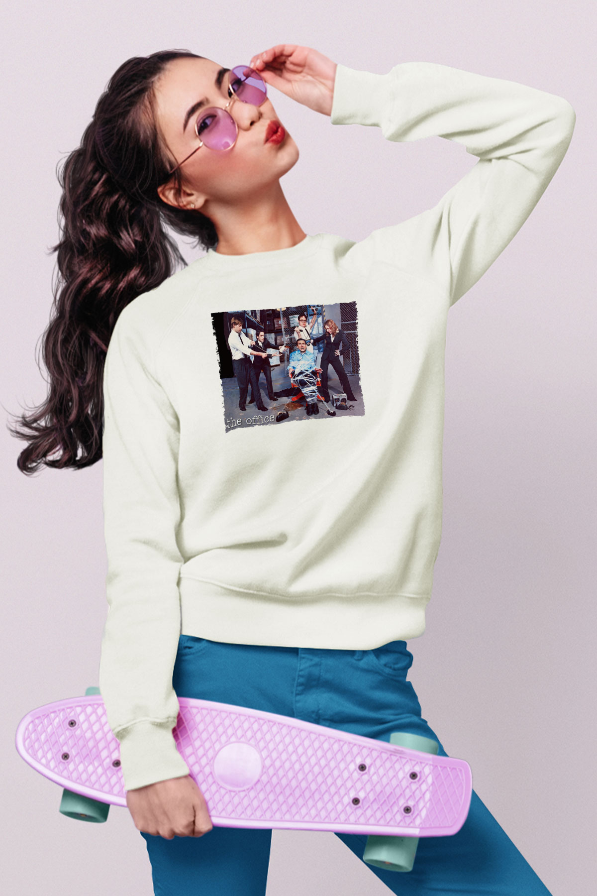 The Office Baskılı Beyaz Unisex Sweatshirt