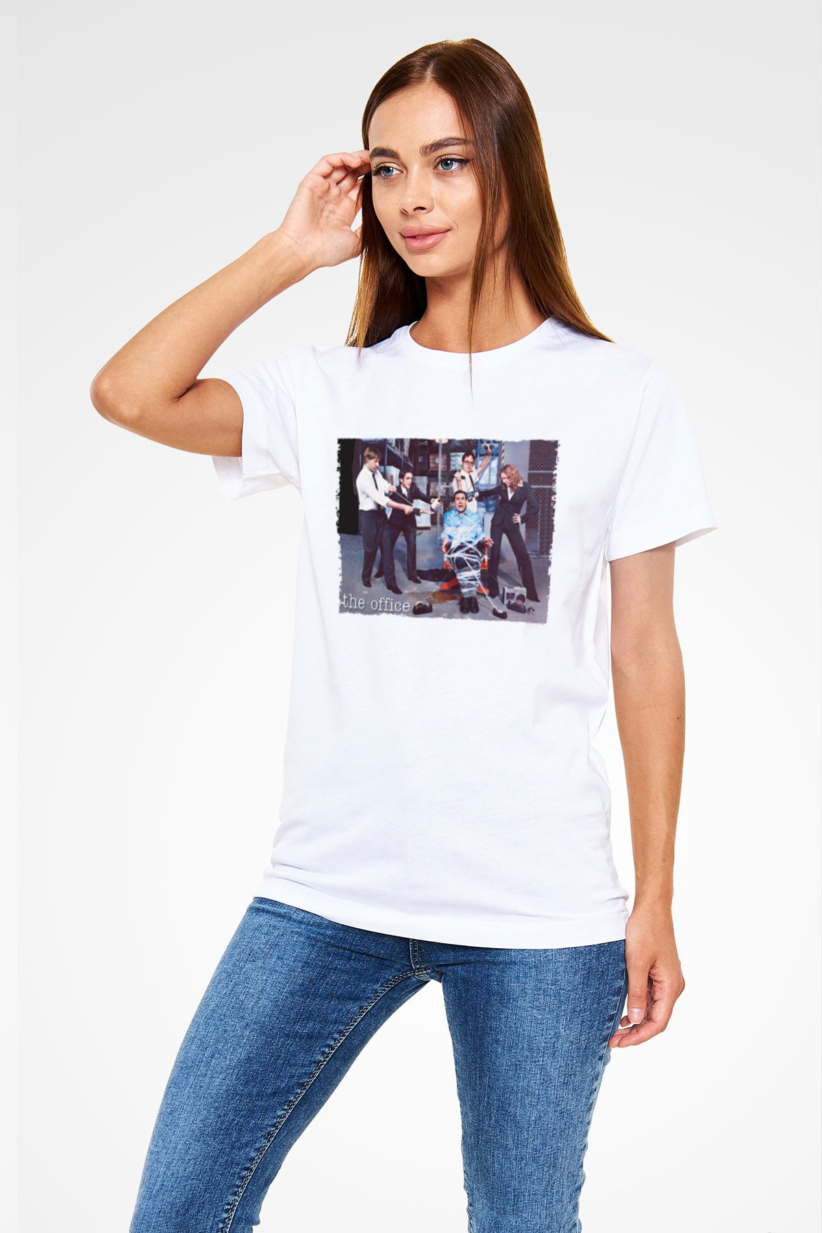 The Office Baskılı Beyaz Unisex Tshirt