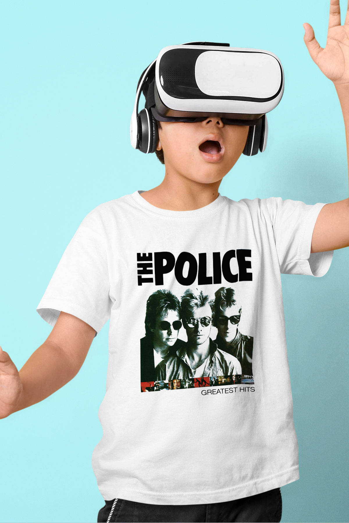 The Police Baskılı Beyaz Unisex Çocuk Tişört