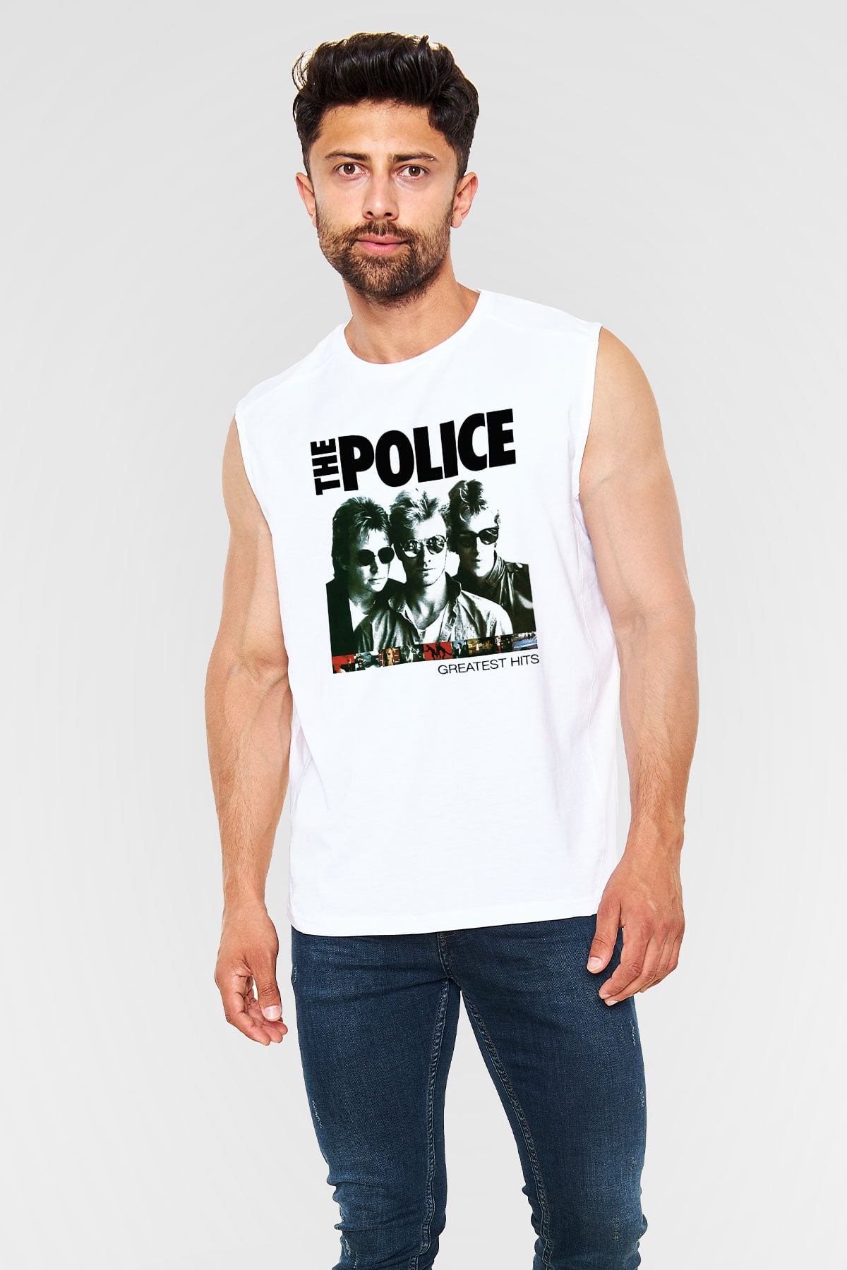 The Police Beyaz Unisex Kolsuz Tişört