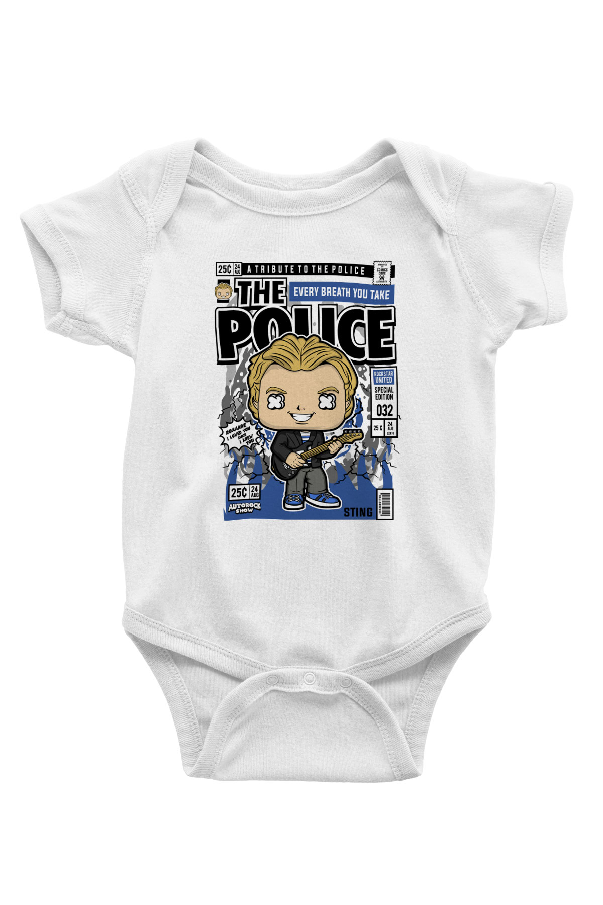 The Police Sting Baskılı Unisex Beyaz Bebek Body - Zıbın