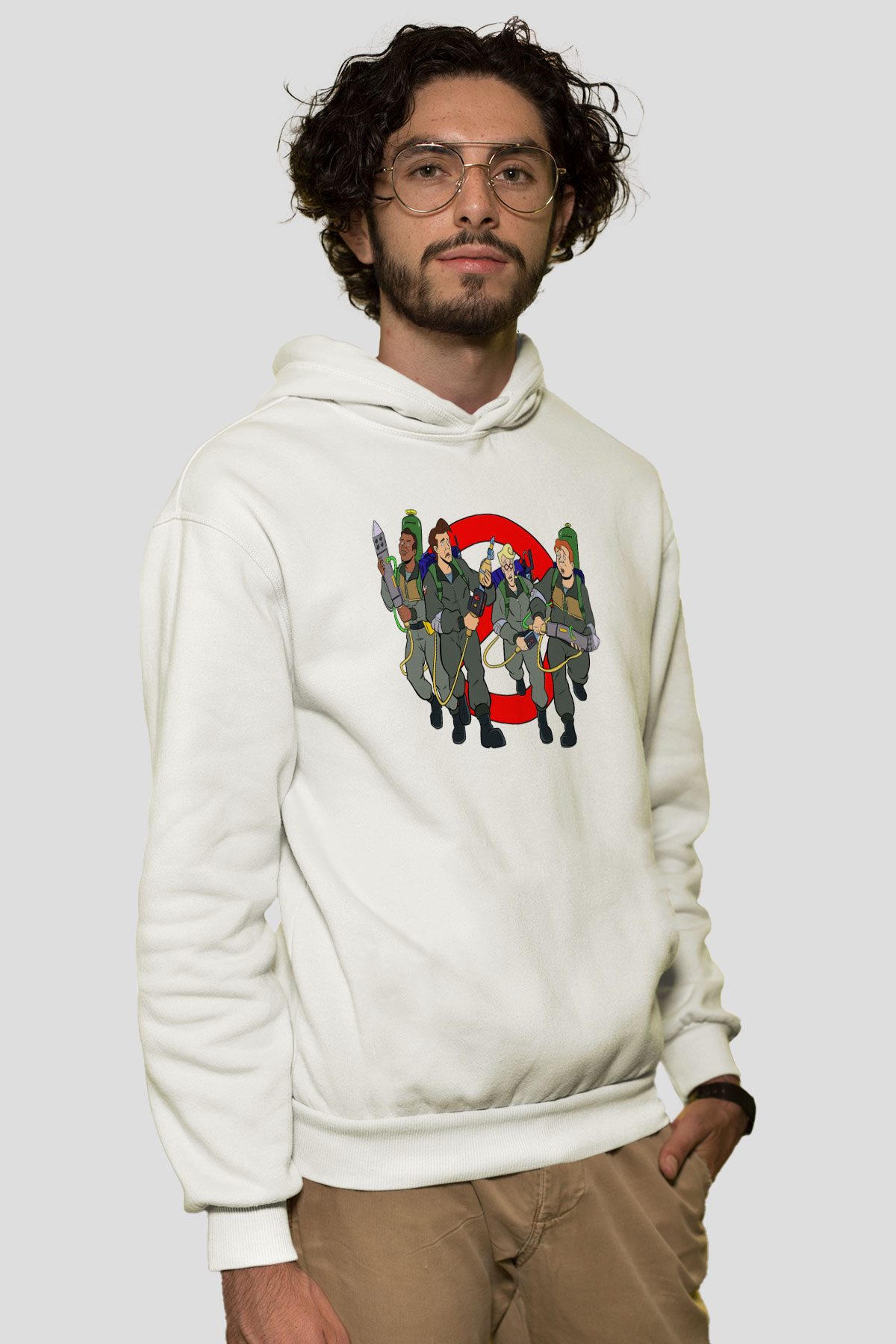 The Real Ghostbusters Hayalet Avcıları Beyaz Unisex Kapşonlu Sweatshirt