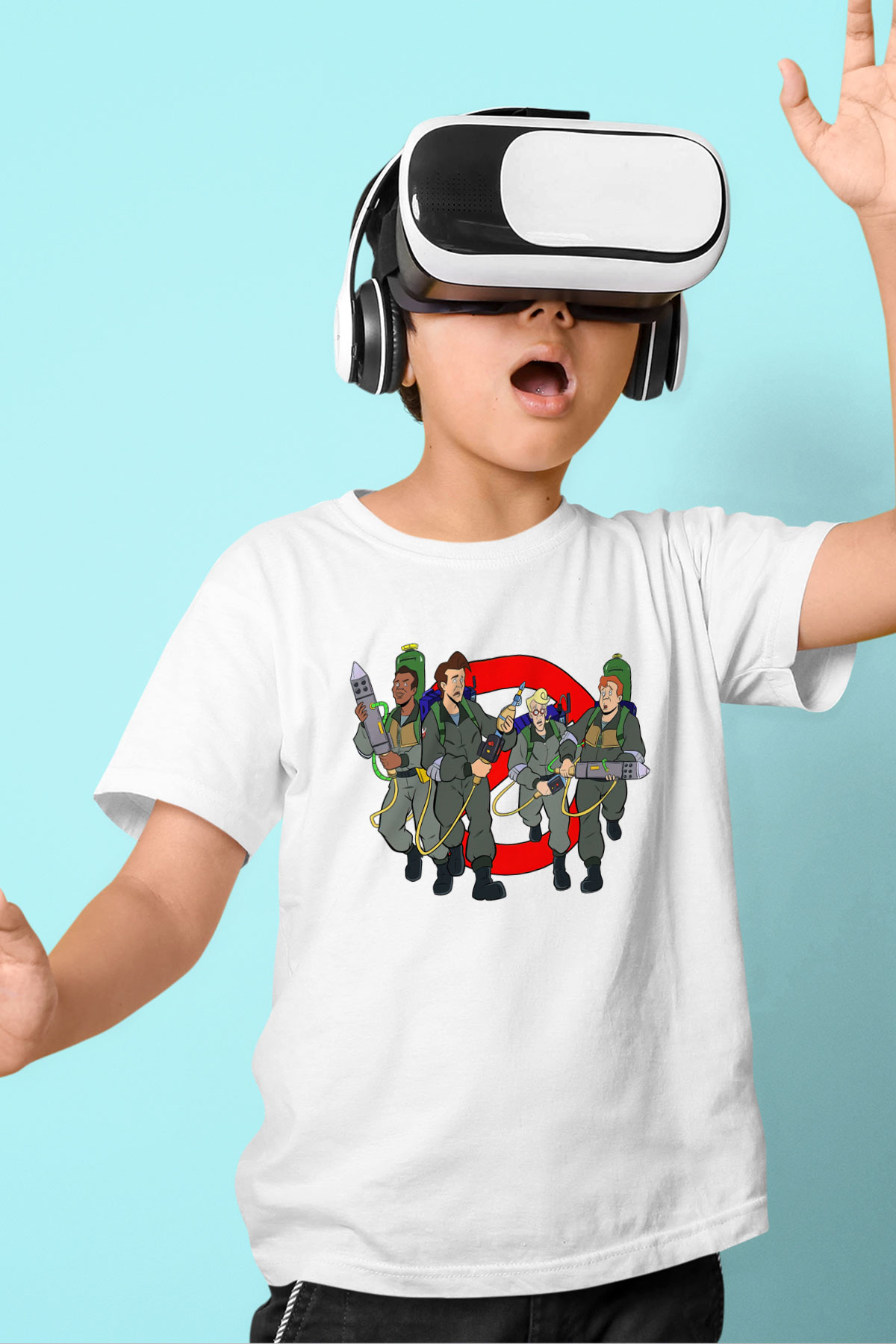 The Real Ghostbusters Hayalet Avcıları Baskılı Beyaz Unisex Çocuk Tişört