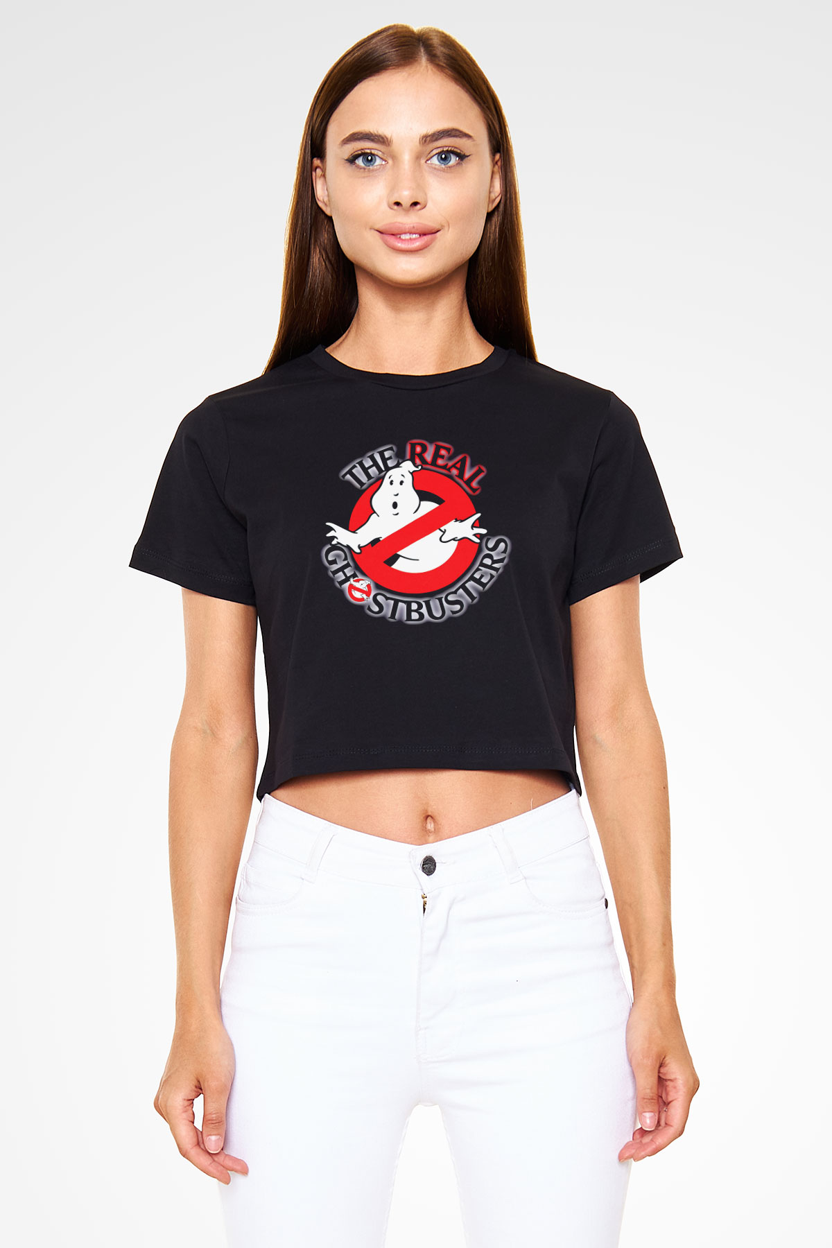 The Real Ghostbusters Hayalet Avcıları Siyah   Crop Top Tişört
