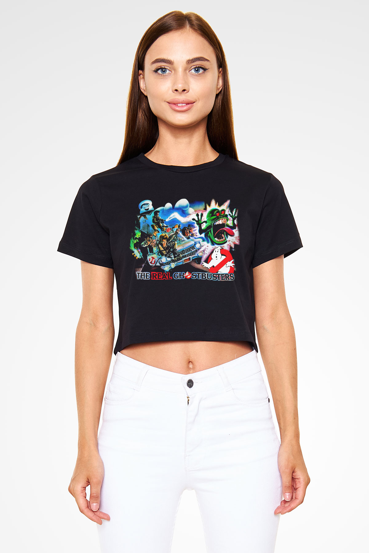 The Real Ghostbusters Hayalet Avcıları Siyah Crop Top Tişört