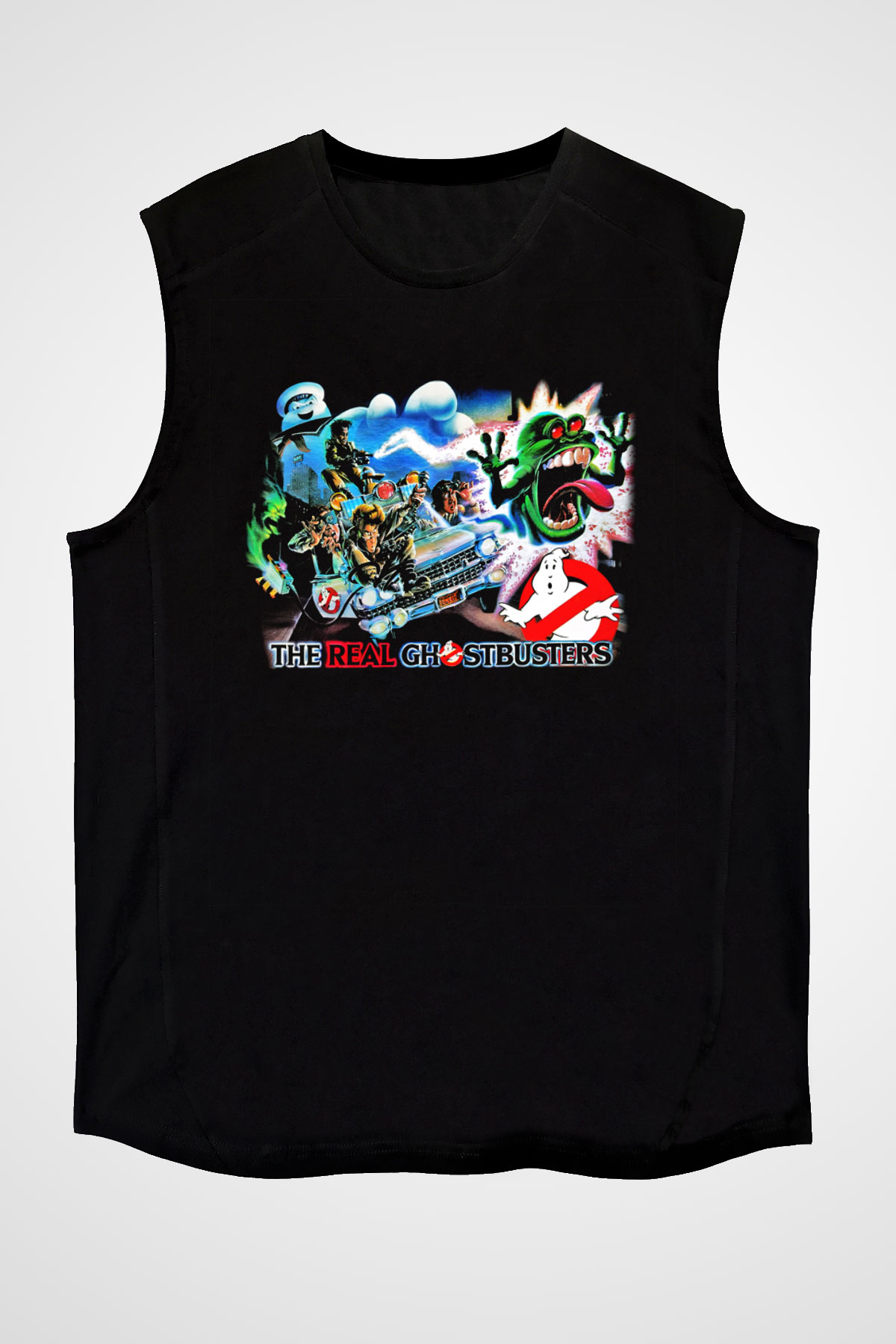 The Real Ghostbusters Hayalet Avcıları Siyah Unisex Kolsuz Tişört