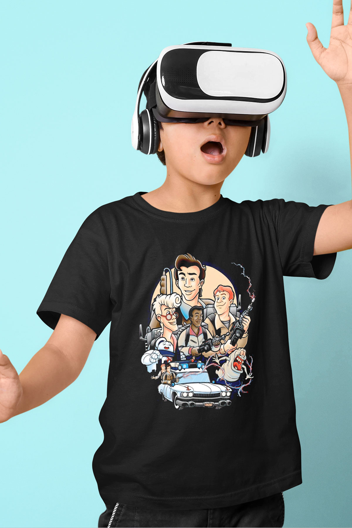 The Real Ghostbusters Hayalet Avcıları Siyah Unisex  Çocuk Tişört