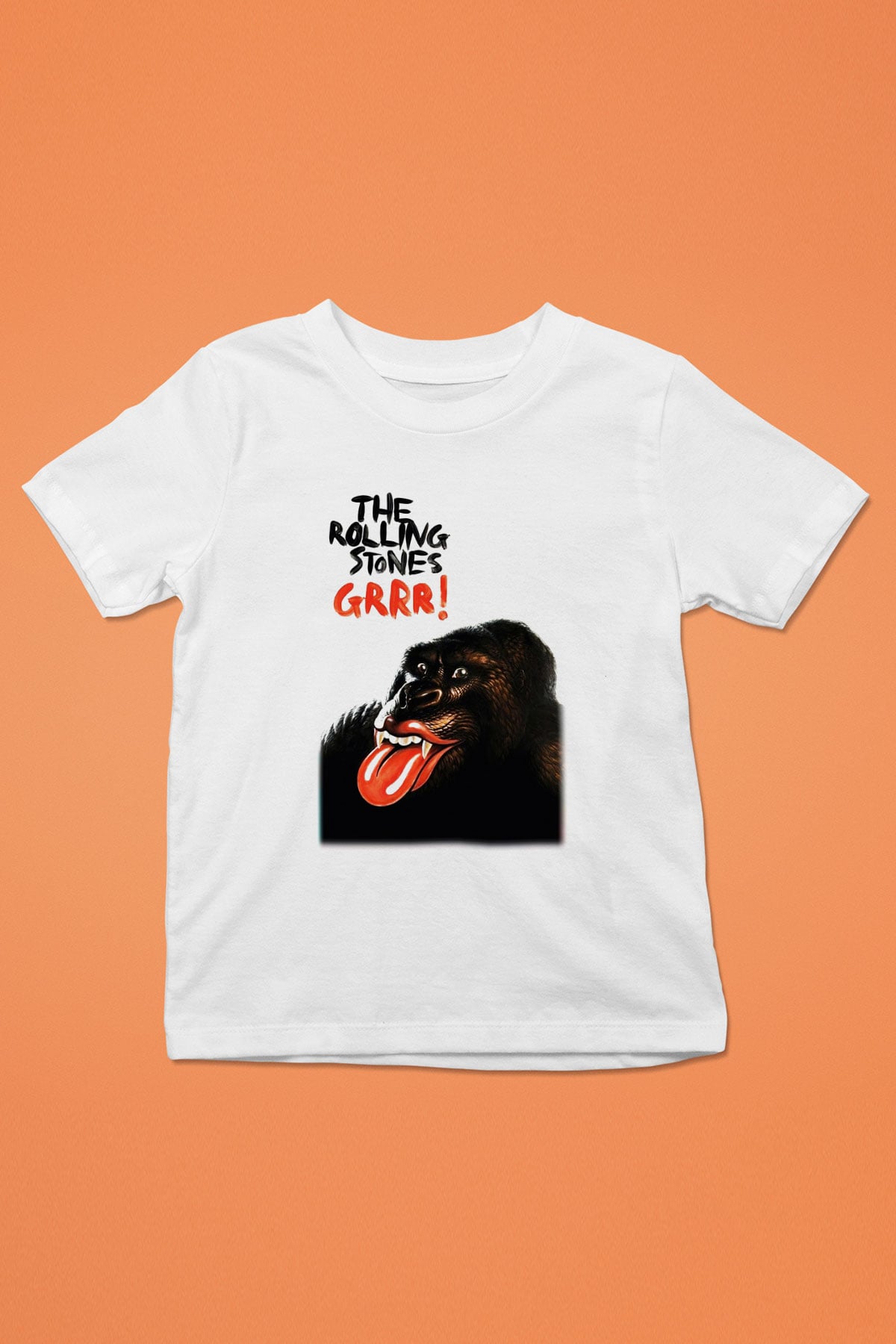 The Rolling Stones Logo Baskılı Beyaz Unisex Çocuk Tişört
