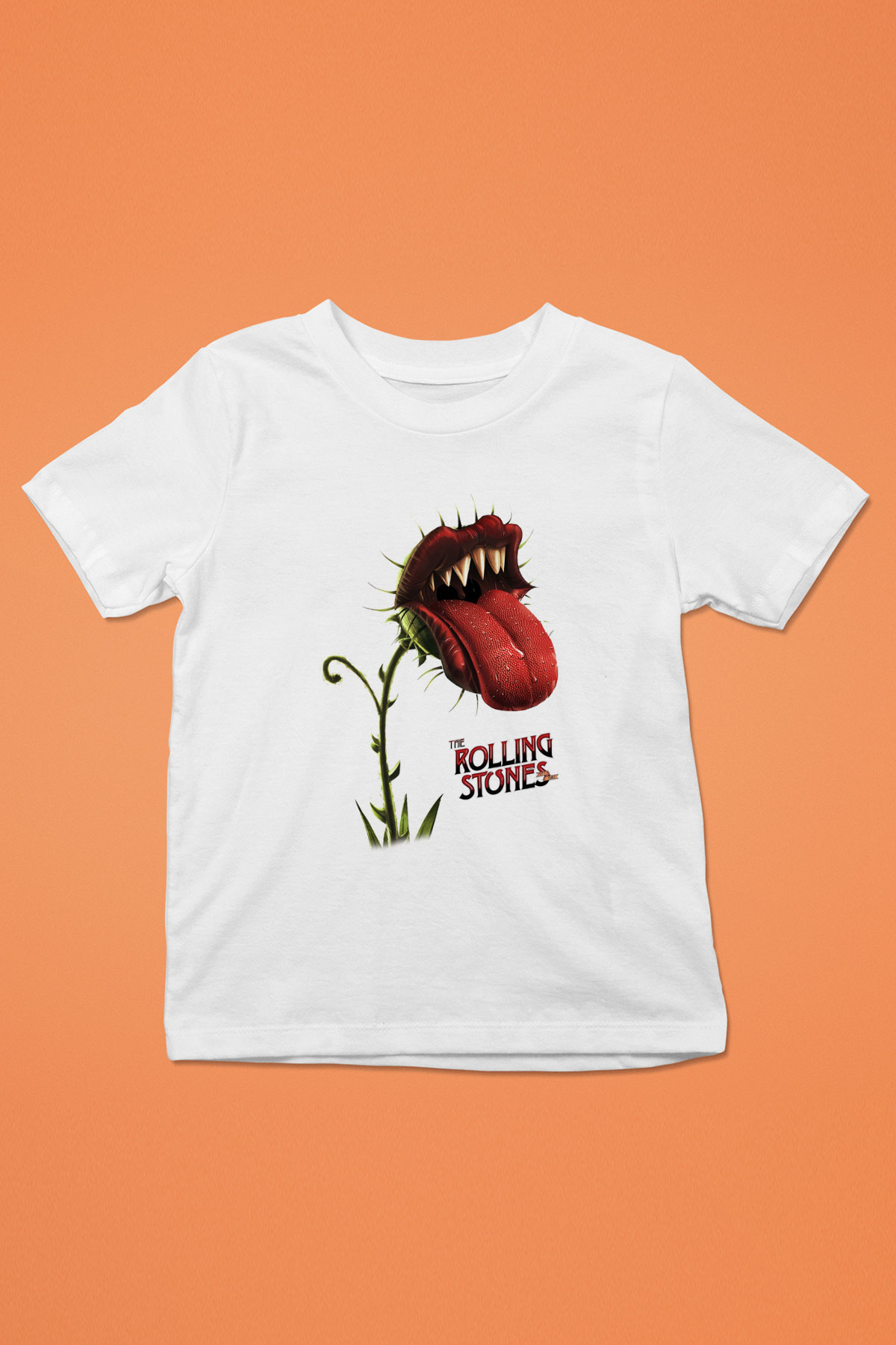 The Rolling Stones Logo Baskılı Beyaz Unisex Çocuk Tişört