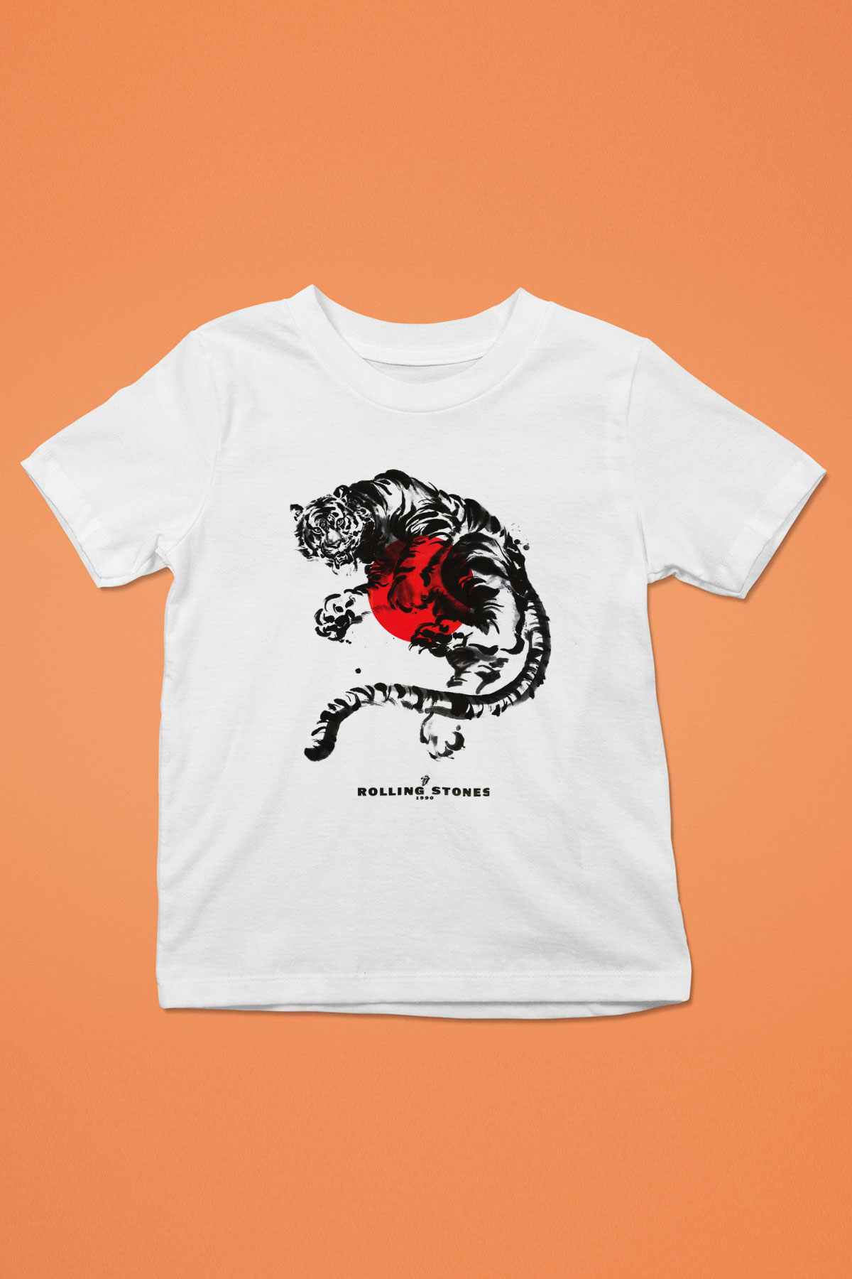 The Rolling Stones Logo Baskılı Beyaz Unisex Çocuk Tişört