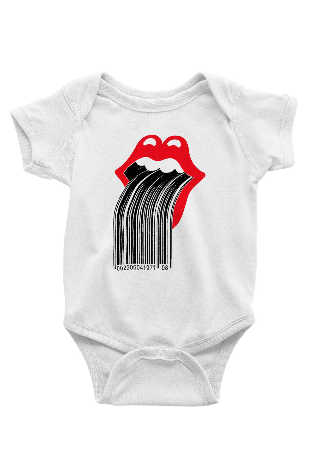 The Rolling Stones Logo Baskılı Beyaz Unisex Bebek Body - Zıbın