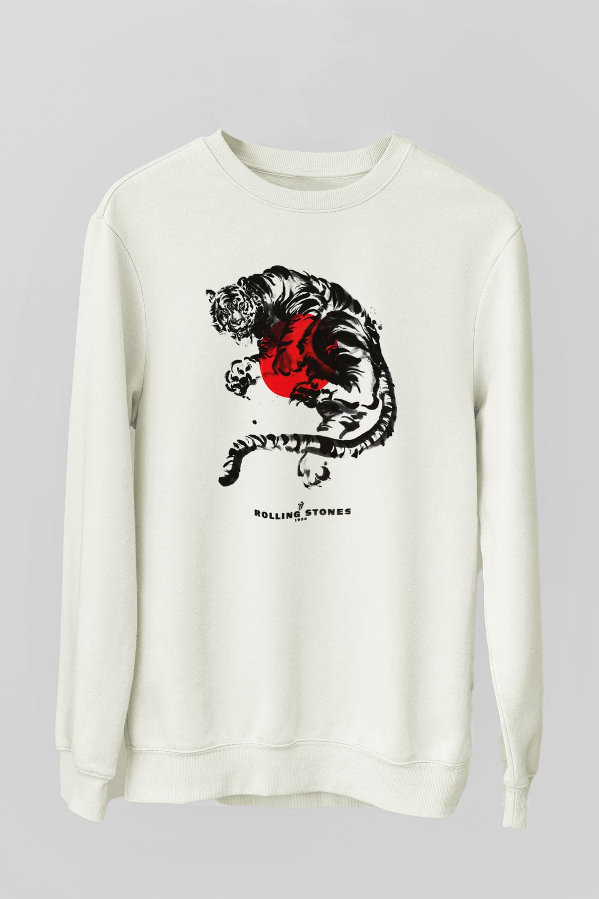 The Rolling Stones Logo Beyaz Unisex Sweatshirt