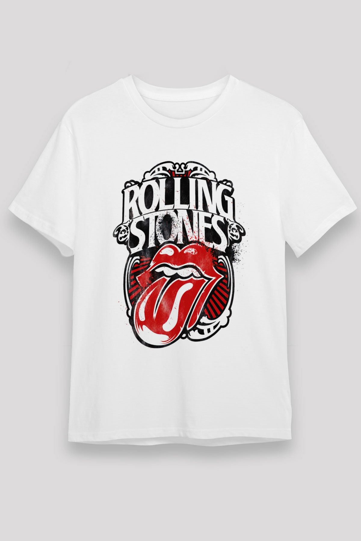 The Rolling Stones Logo Beyaz Unisex Tişört T-Shirt - TişörtFabrikası