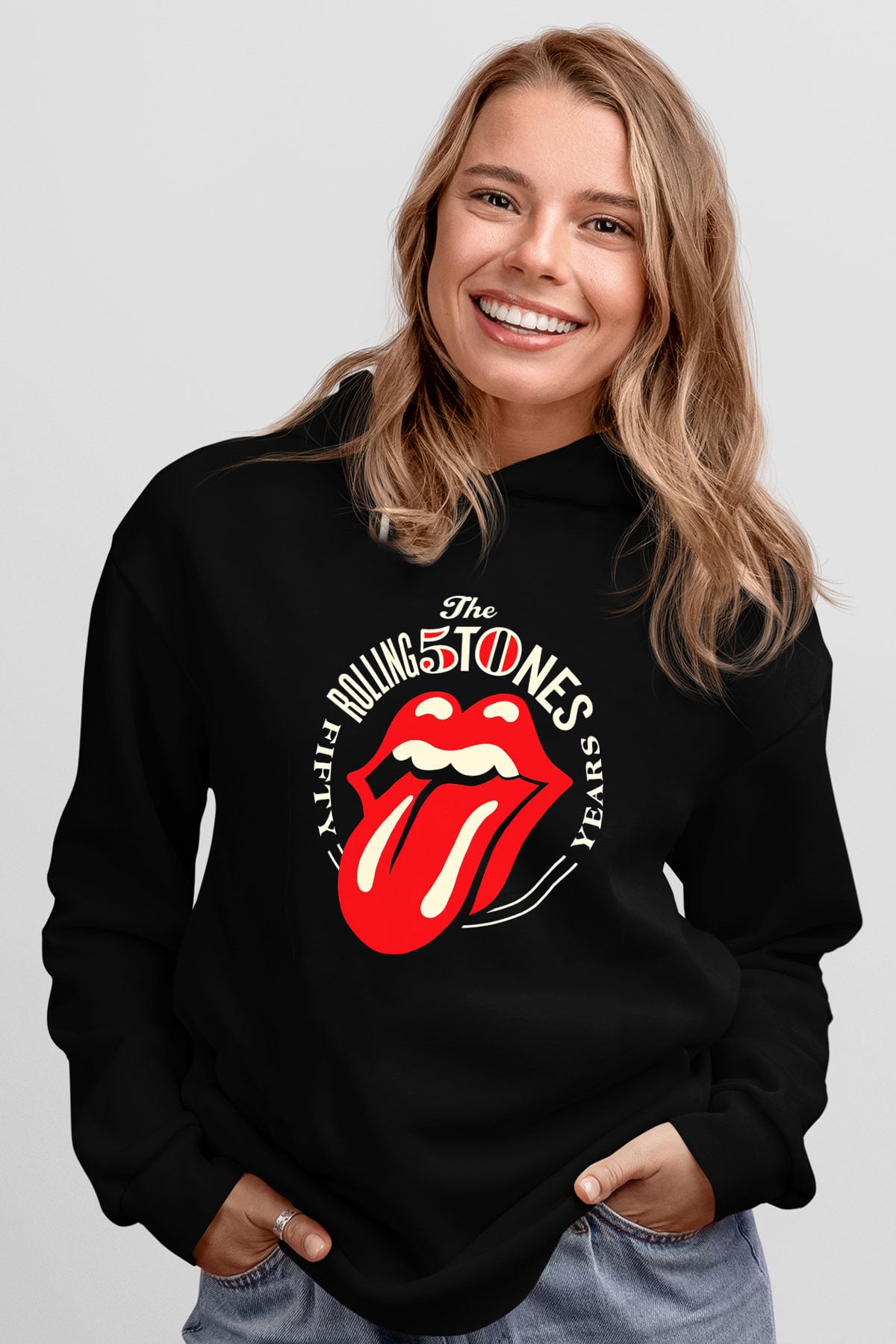 The Rolling Stones Logo Siyah Unisex Hoodie