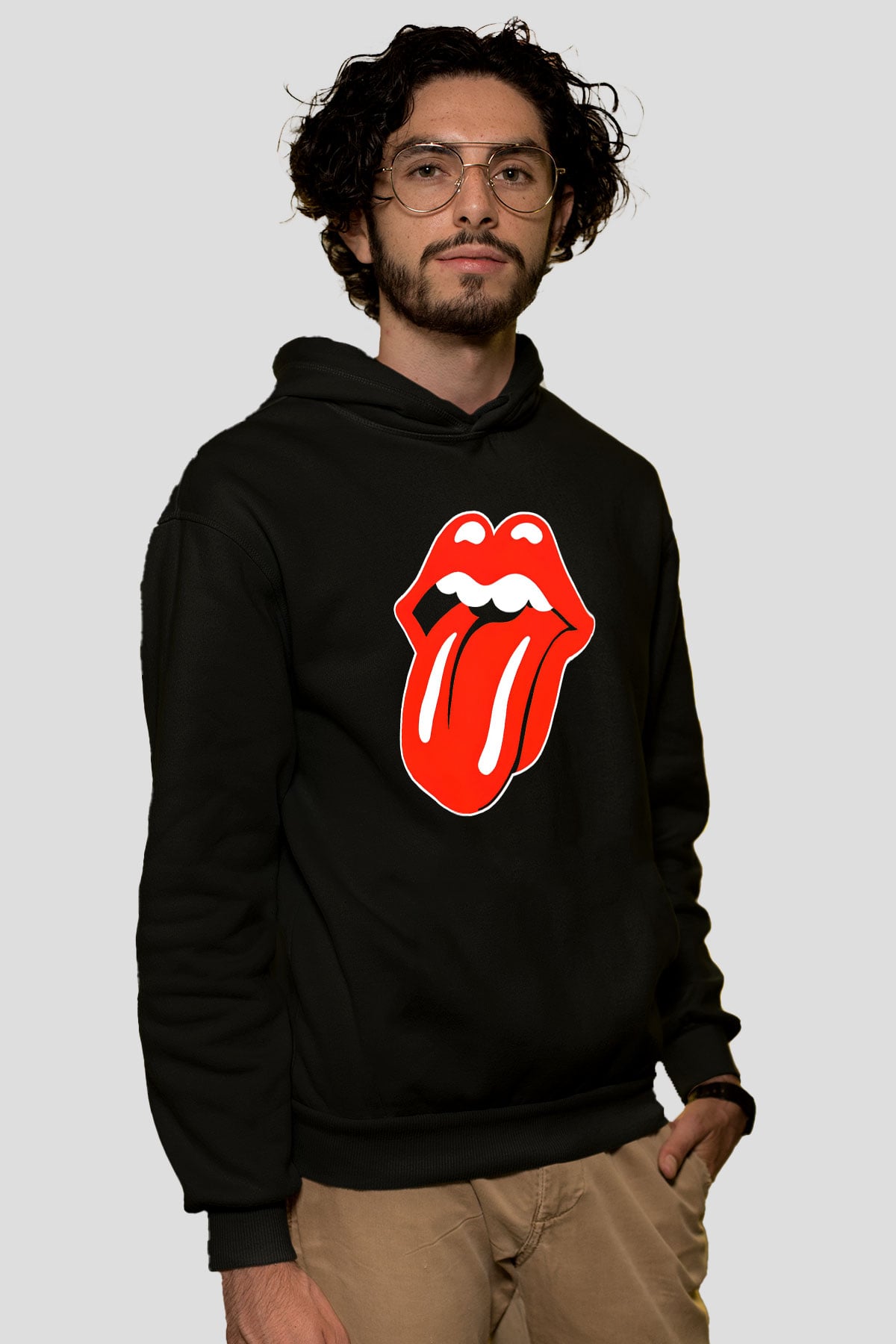 The Rolling Stones Logo Siyah Unisex Hoodie