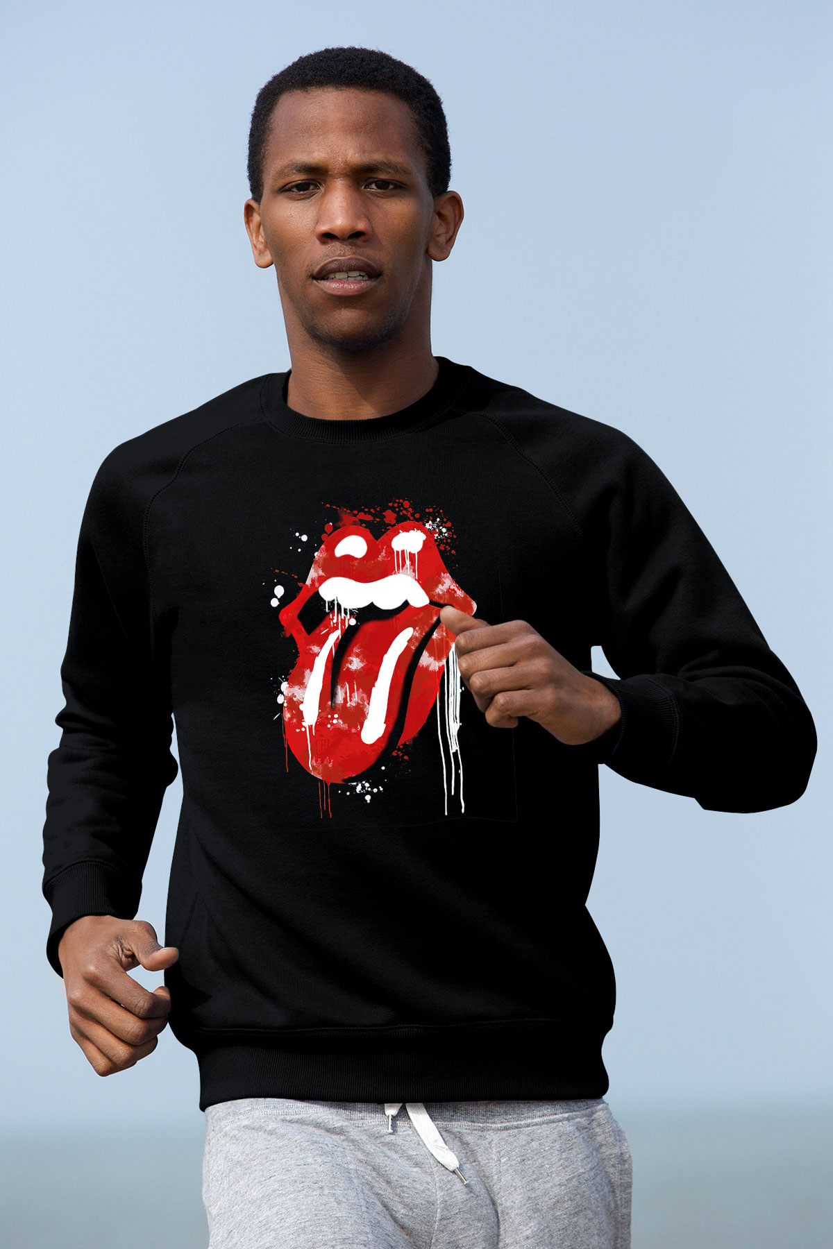 The Rolling Stones Logo Siyah Unisex Sweatshirt