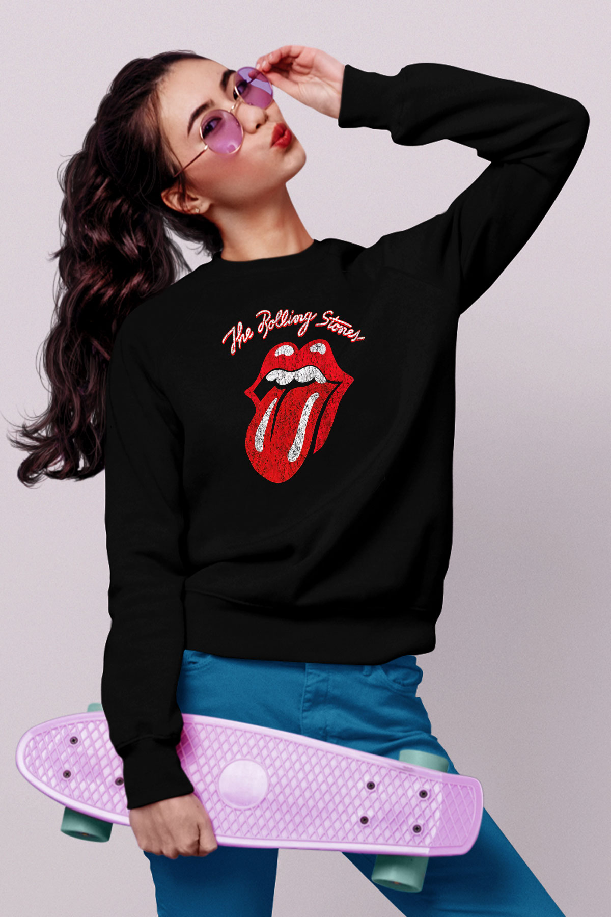 The Rolling Stones Logo Siyah Unisex Sweatshirt