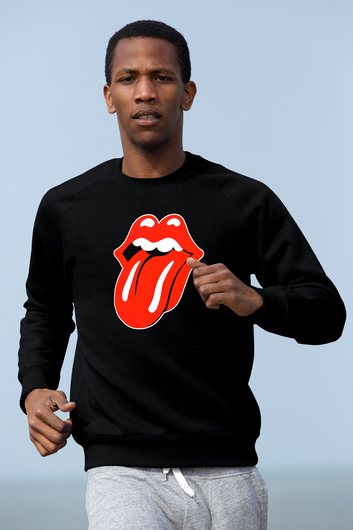 The Rolling Stones Logo Siyah Unisex Sweatshirt