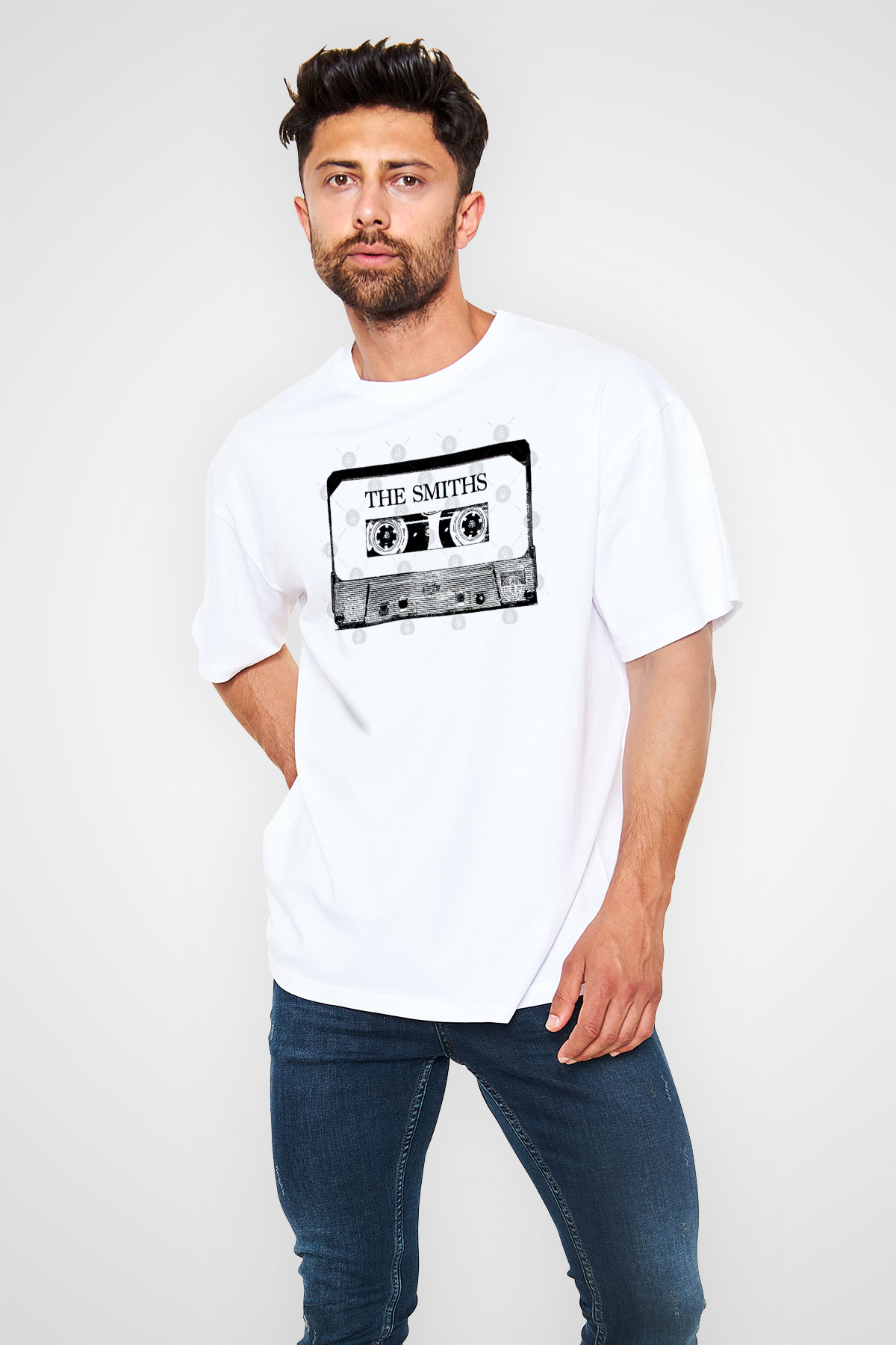 The Smiths Baskılı Beyaz Unisex Oversize Tişört - Tshirt