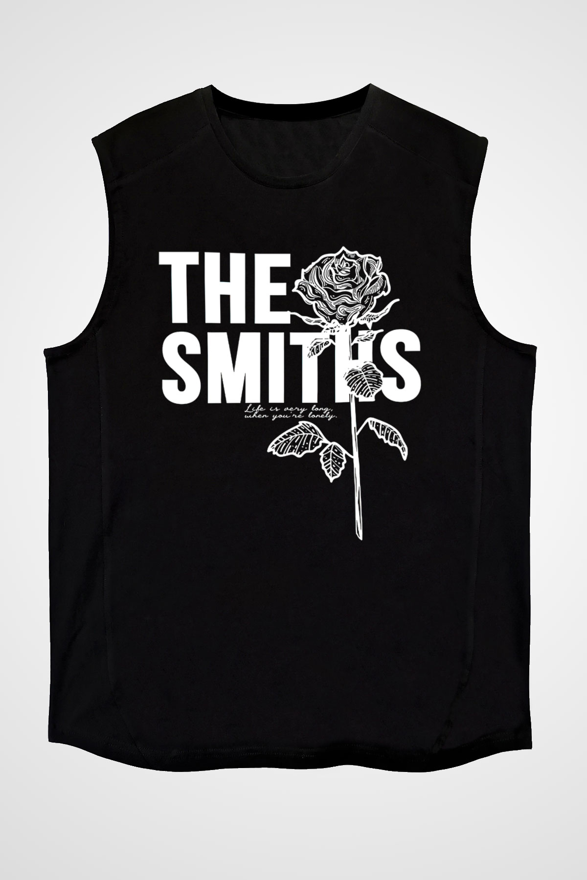 The Smiths Baskılı Unisex Siyah Kolsuz Tişört - Tshirt