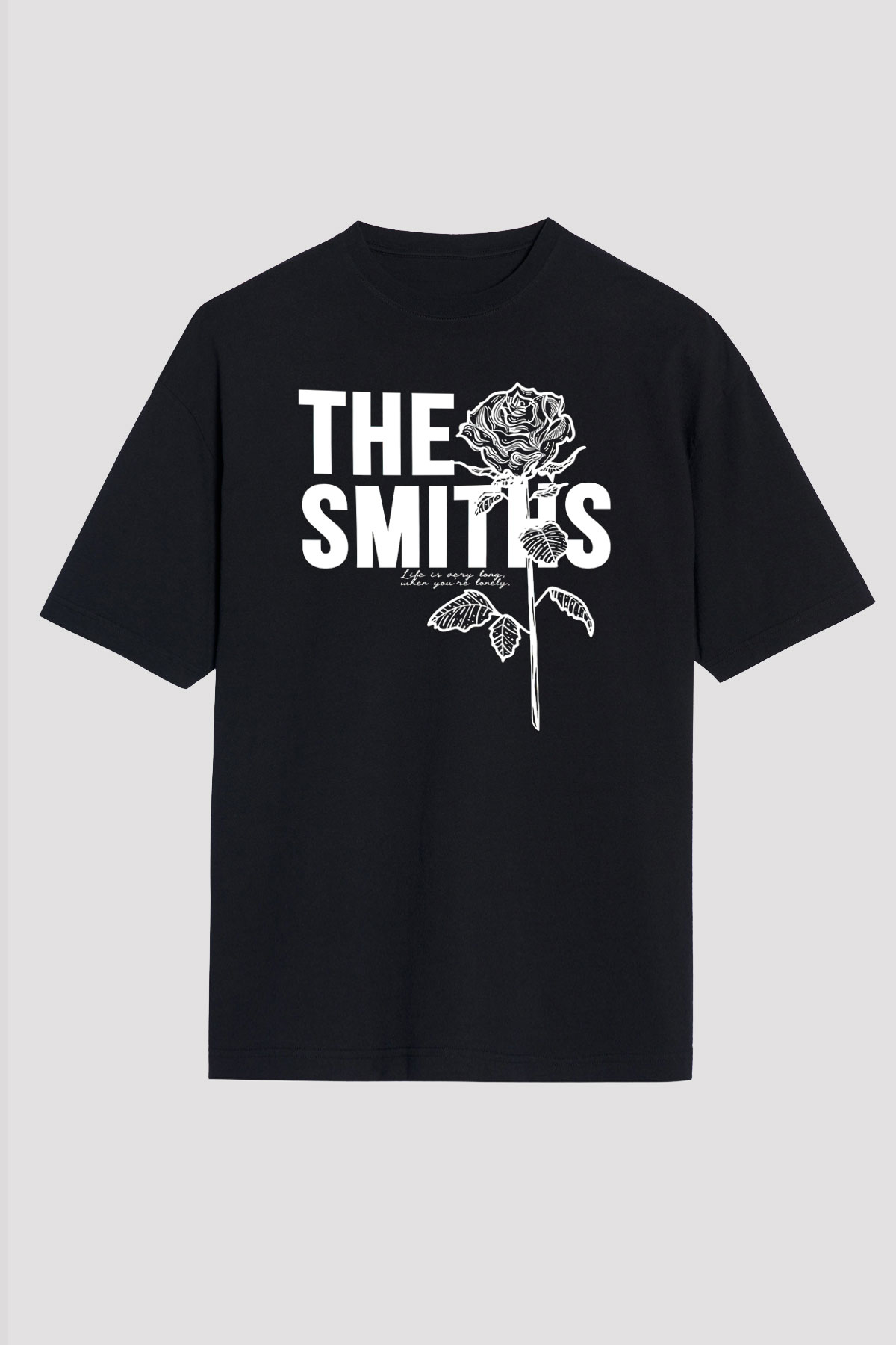 The Smiths Baskılı Unisex Siyah Oversize Tişört - Tshirt