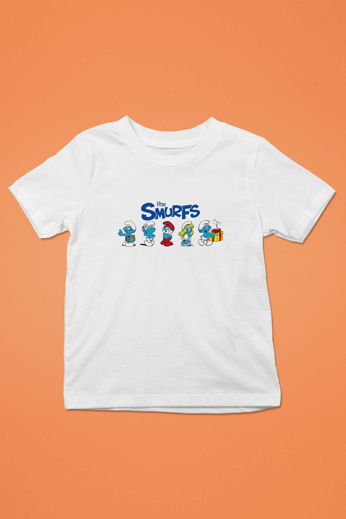 The Smurfs Şirinler Baskılı Beyaz Unisex Çocuk Tişört