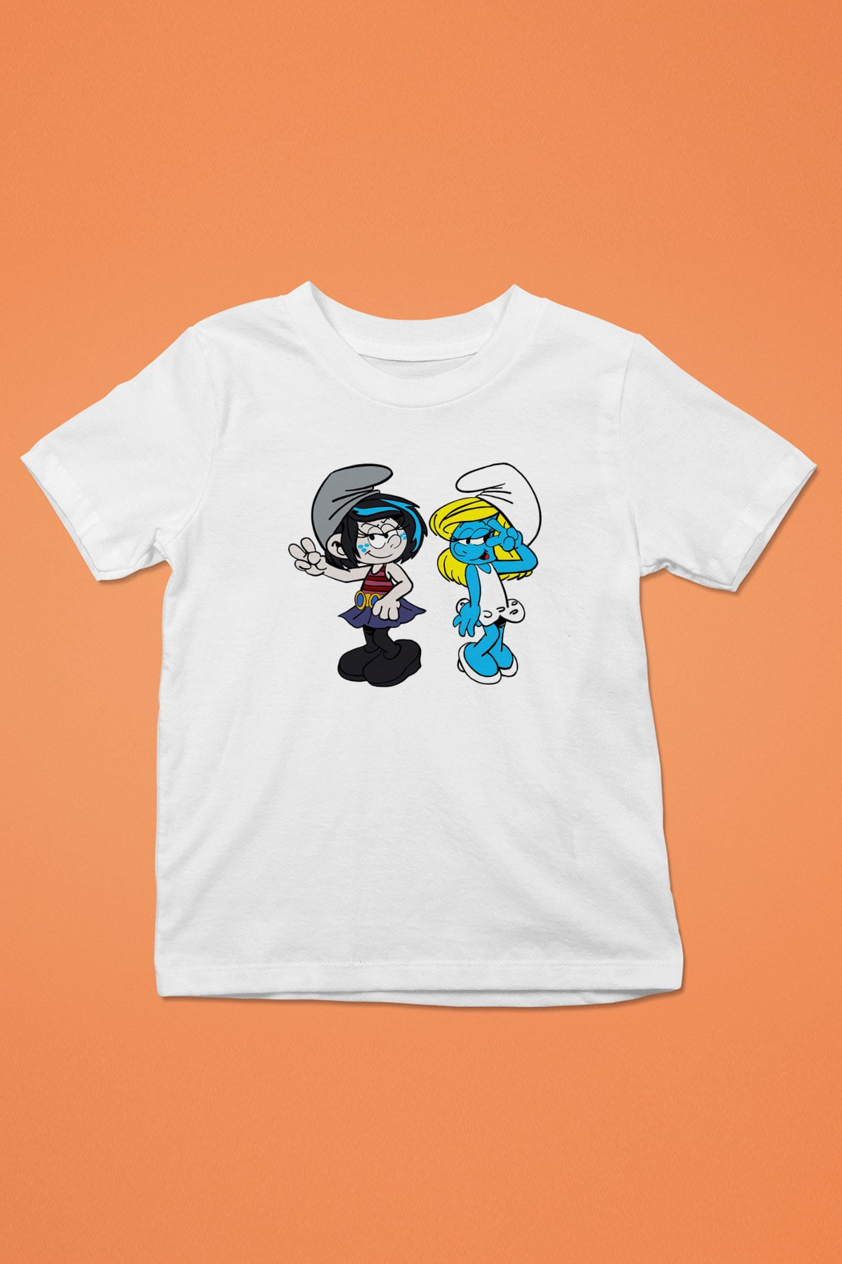 The Smurfs Şirinler Baskılı Beyaz Unisex Çocuk Tişört