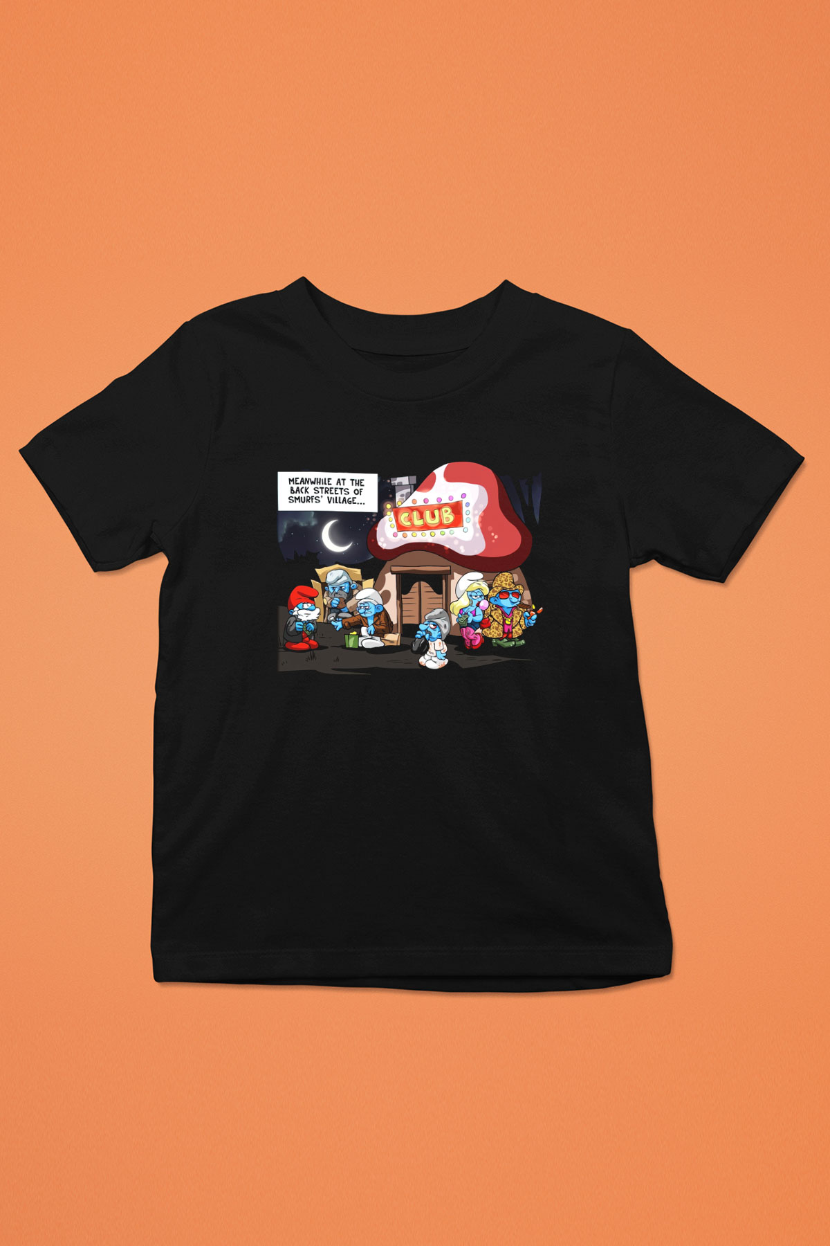 The Smurfs Şirinler Baskılı Siyah Unisex Çocuk Tişört