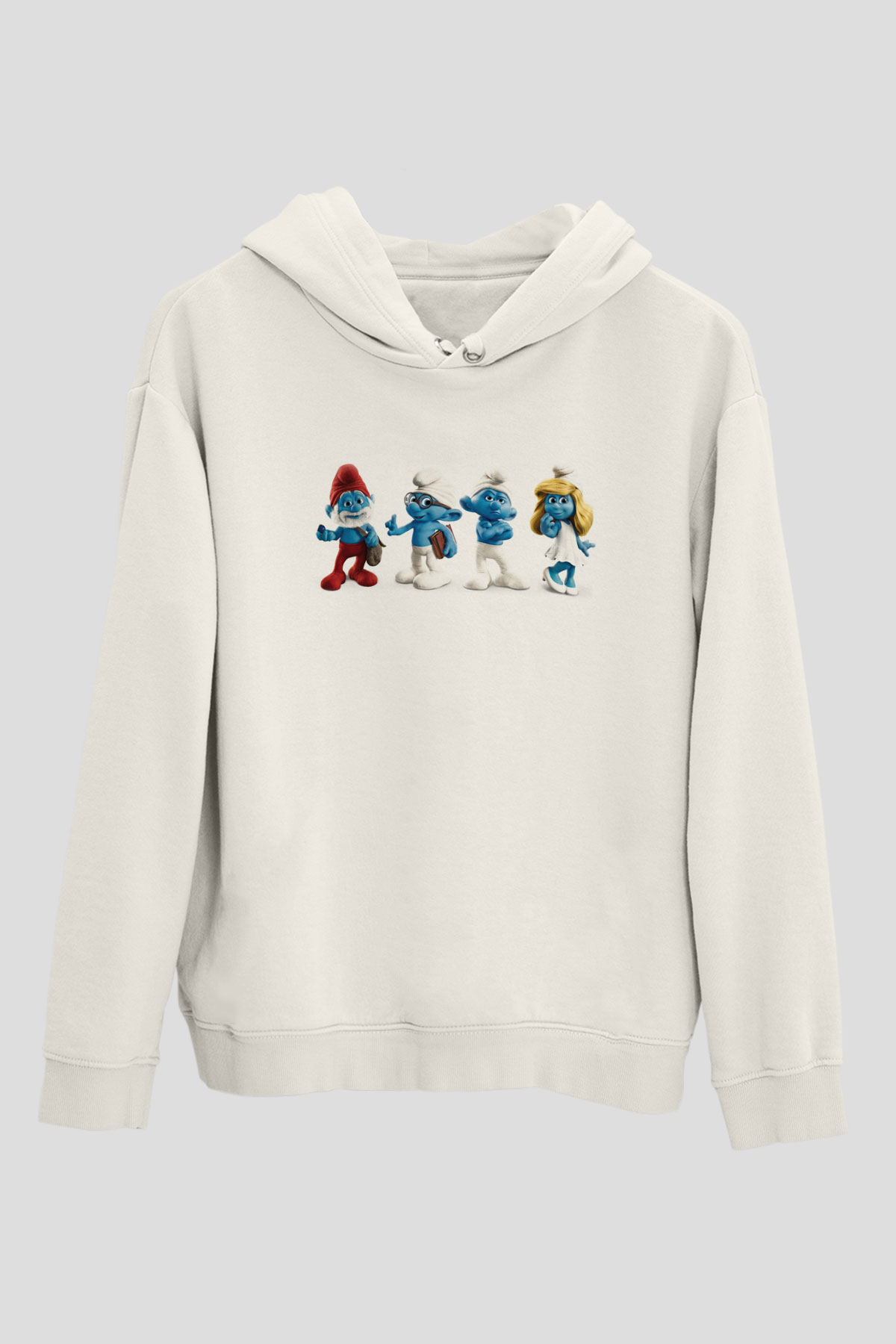 The Smurfs Şirinler Beyaz Unisex Hoodie