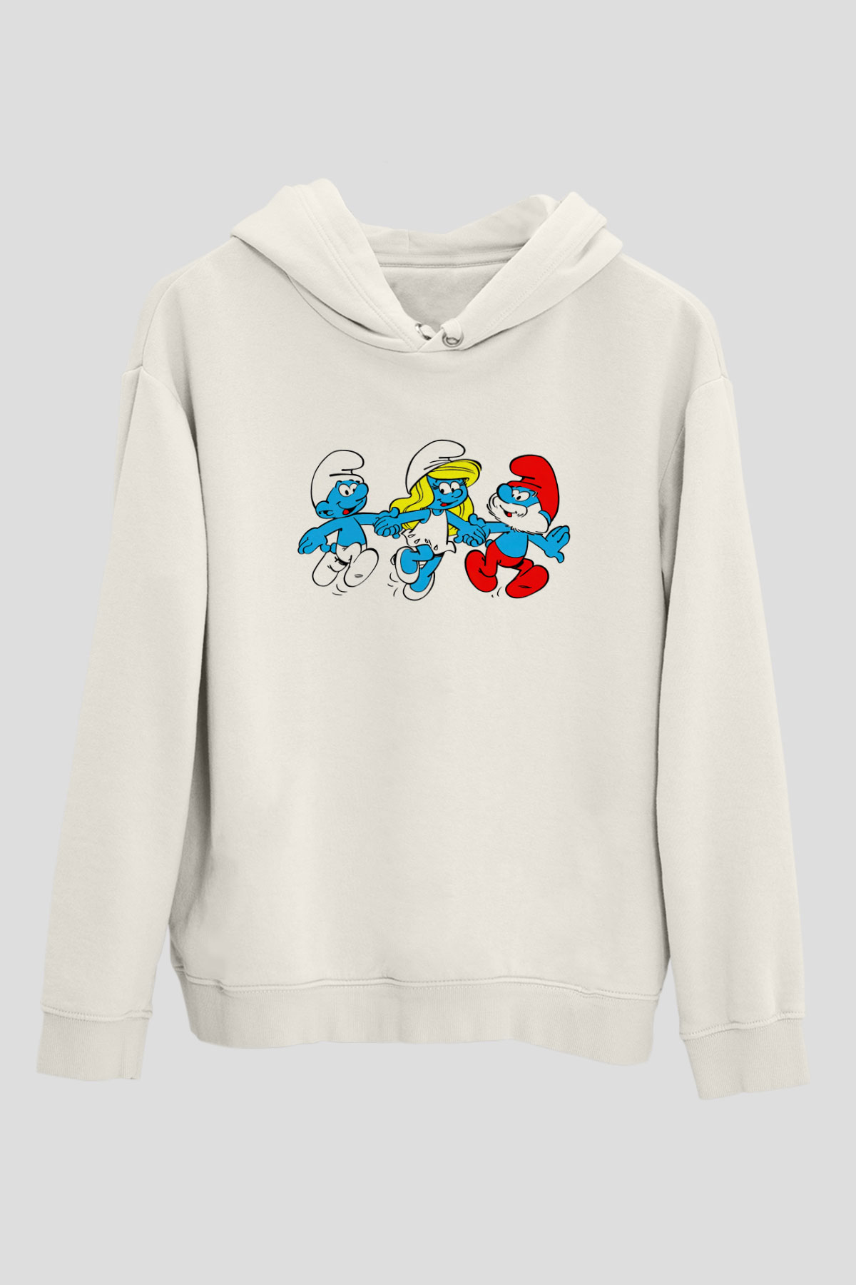 The Smurfs Şirinler Beyaz Unisex Hoodie