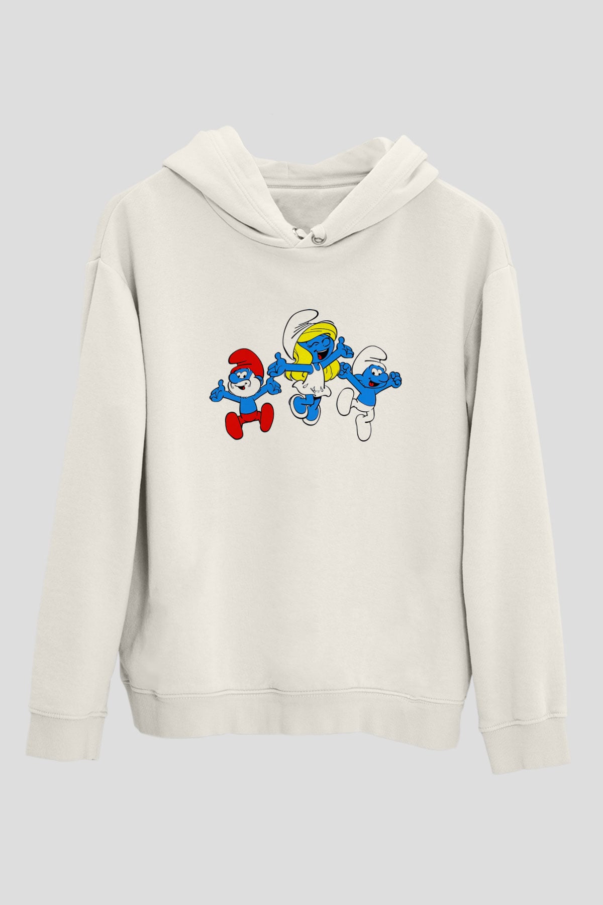 The Smurfs Şirinler Beyaz Unisex Hoodie