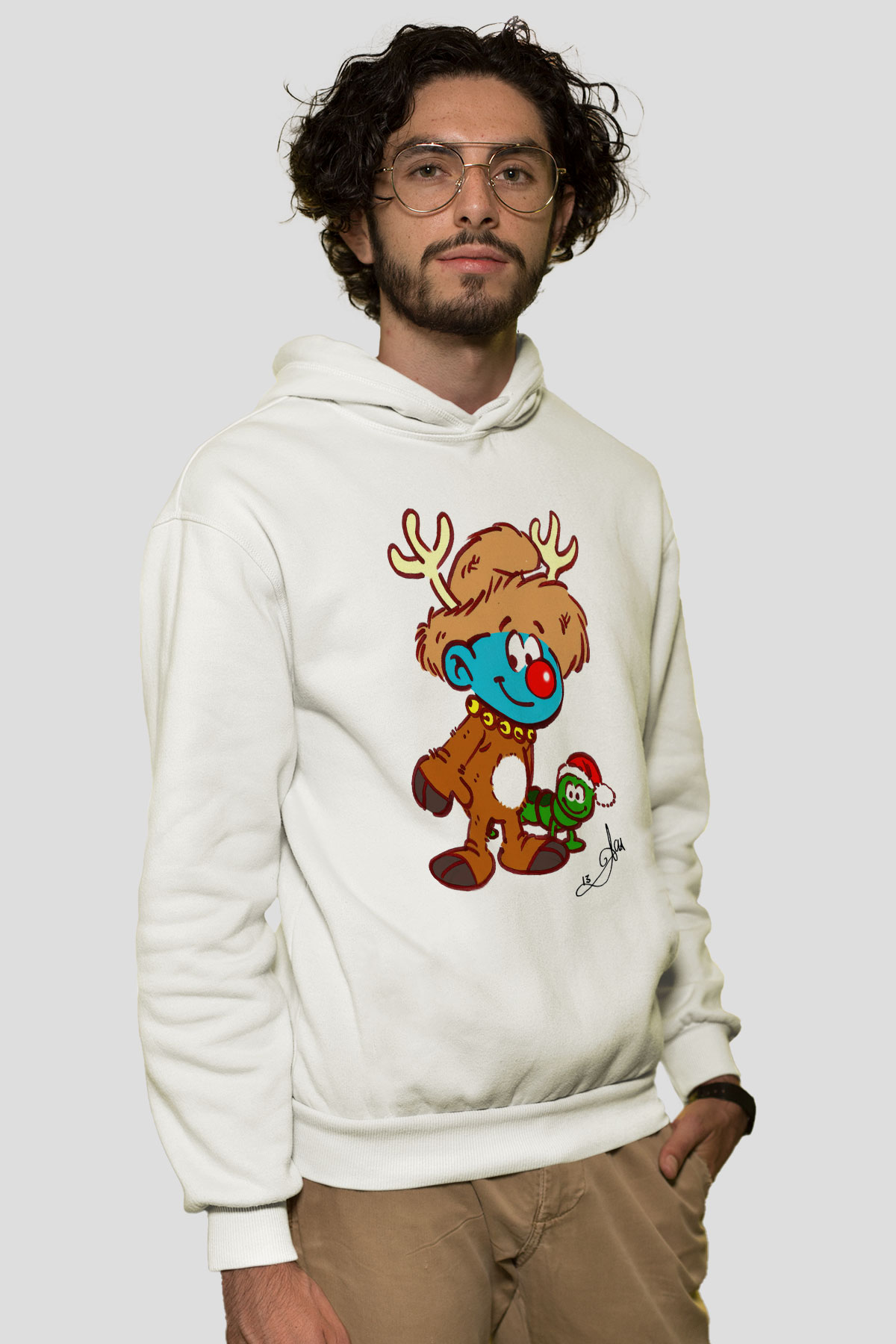 The Smurfs Şirinler Beyaz Unisex Kapşonlu Sweatshirt