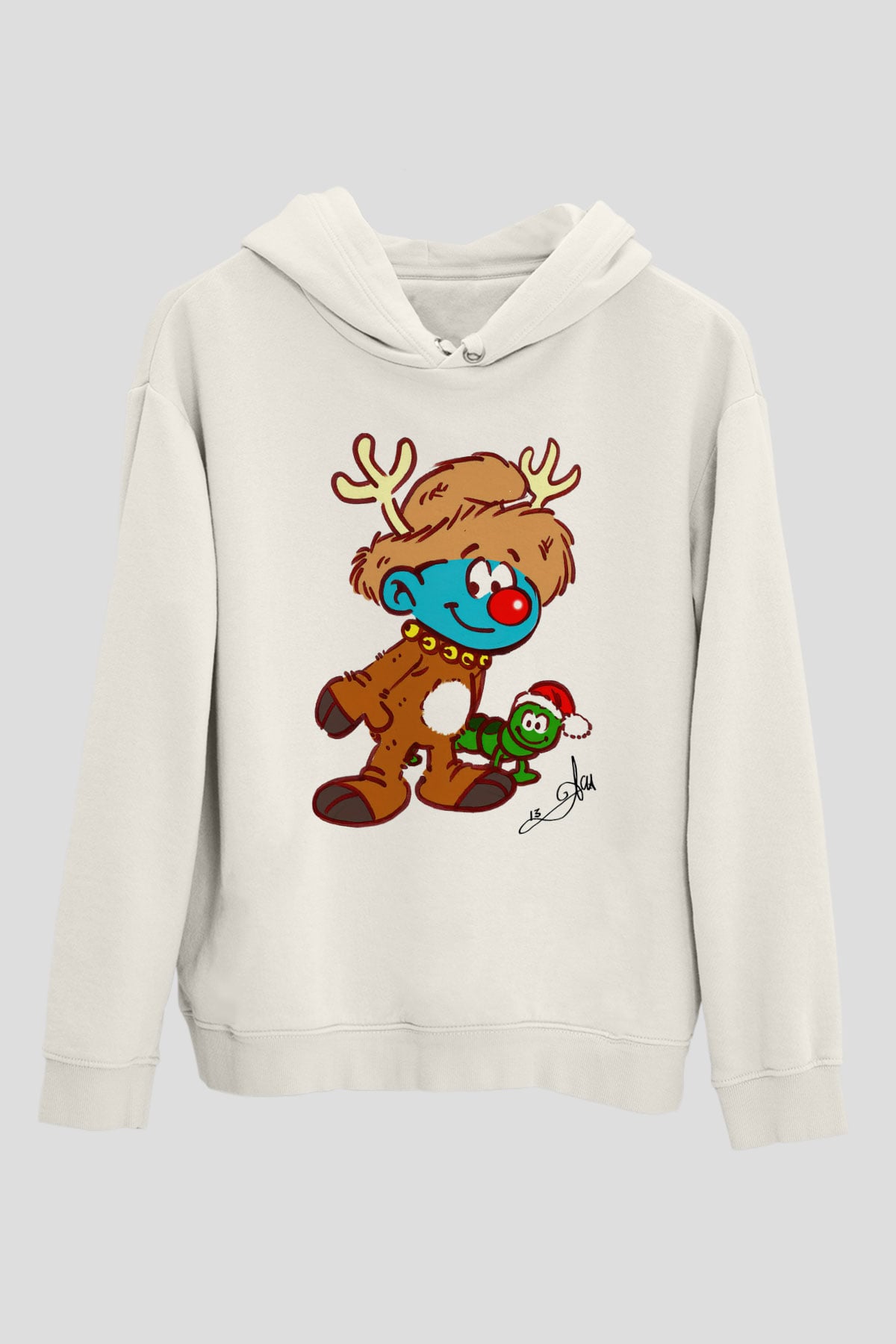 The Smurfs Şirinler Beyaz Unisex Kapşonlu Sweatshirt