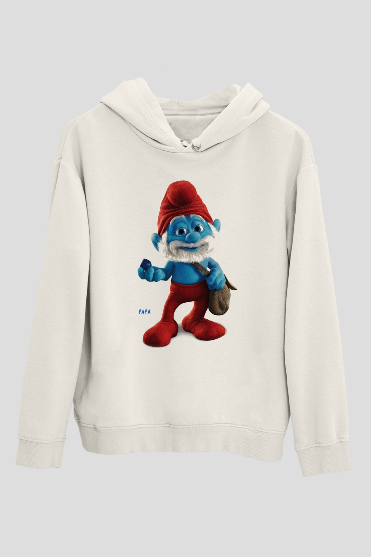The Smurfs Şirinler Beyaz Unisex Kapşonlu Sweatshirt