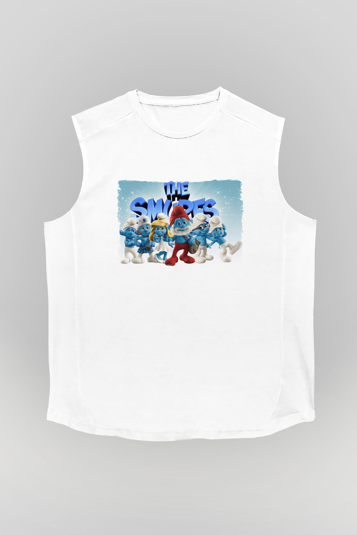The Smurfs Şirinler Beyaz Unisex  Kolsuz Tişört