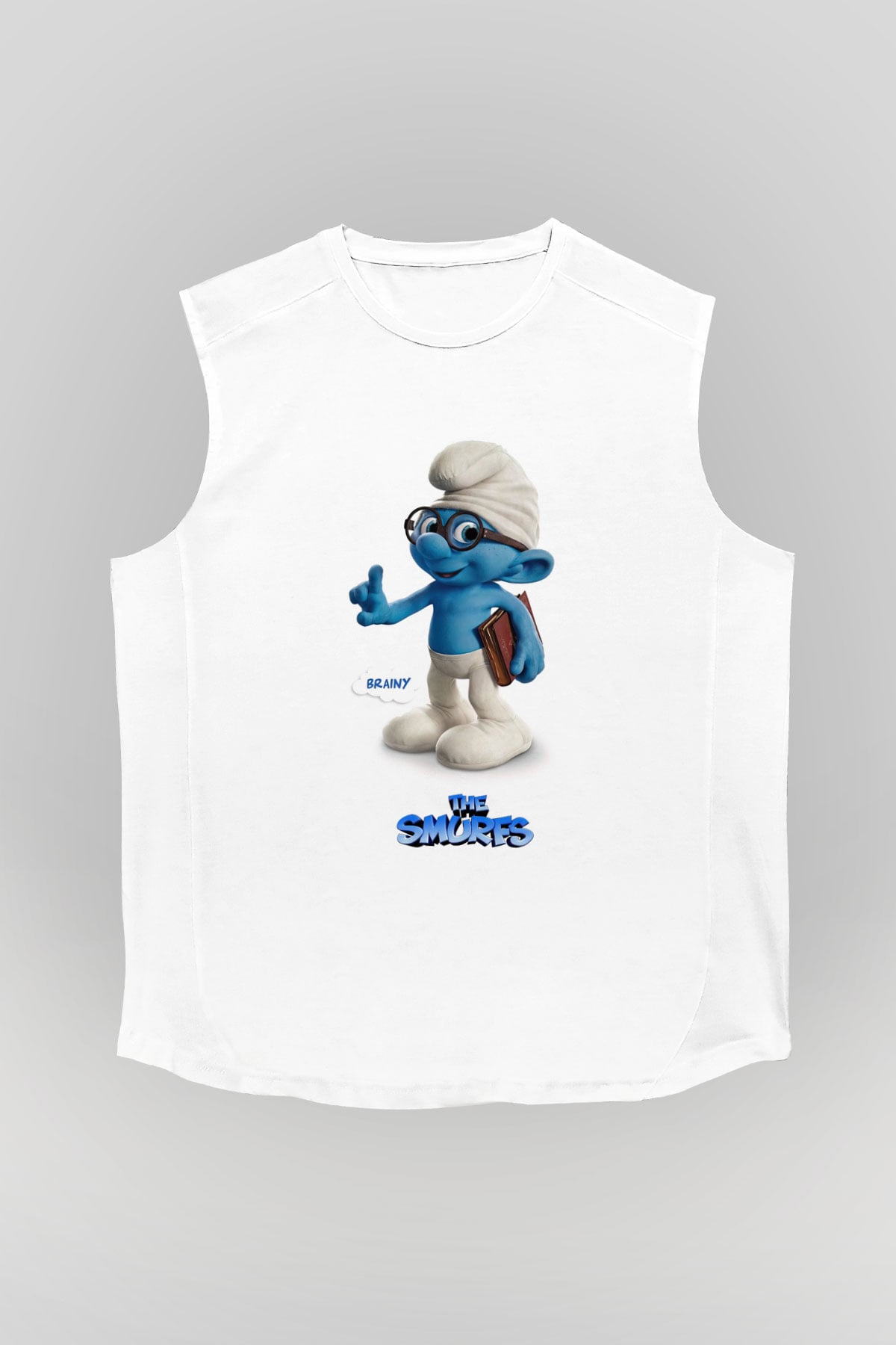 The Smurfs Şirinler Beyaz Unisex Kolsuz Tişört