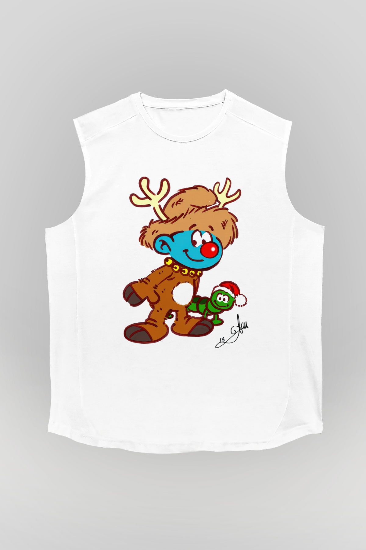 The Smurfs Şirinler Beyaz Unisex Kolsuz Tişört