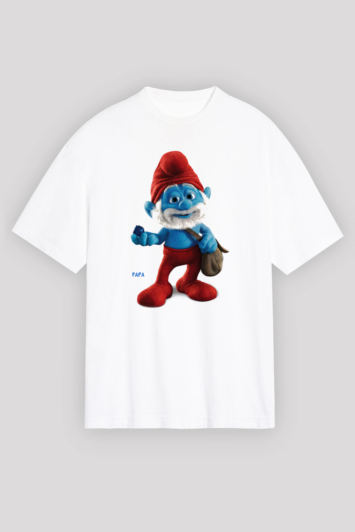 The Smurfs Şirinler Beyaz Unisex Oversize Tişört