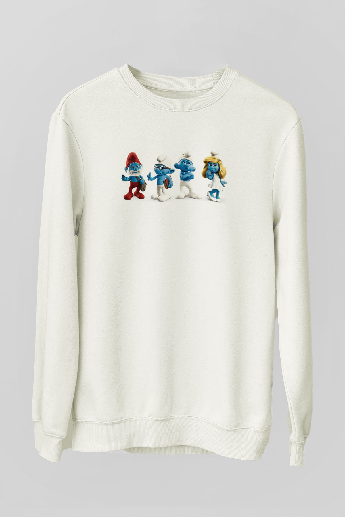 The Smurfs Şirinler Beyaz Unisex  Sweatshirt