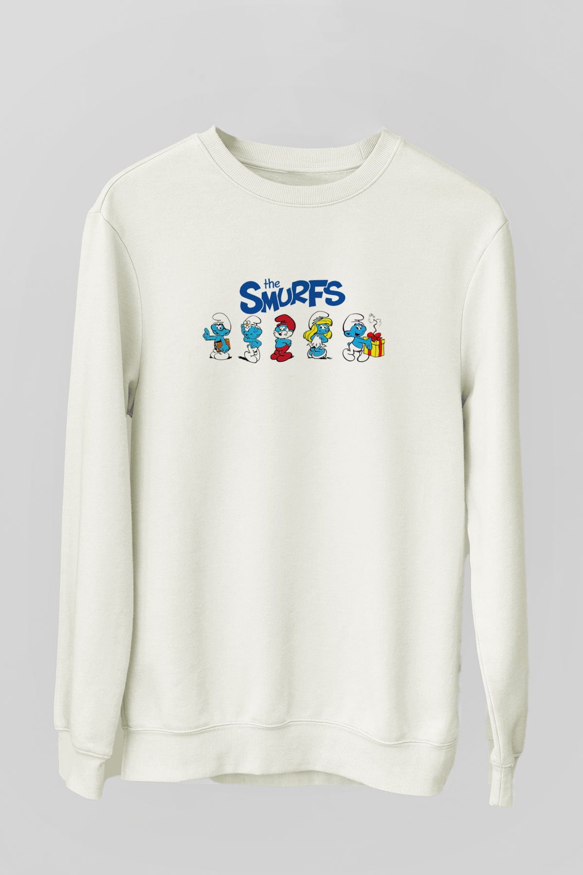 The Smurfs Şirinler Beyaz Unisex Sweatshirt