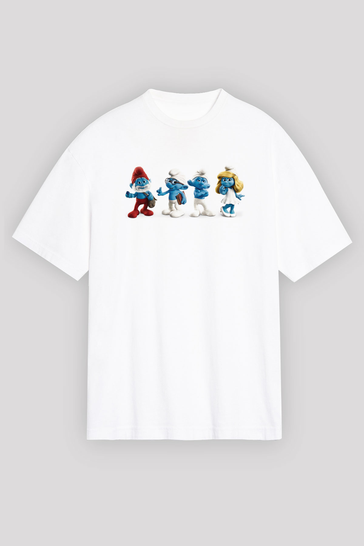 The Smurfs Şirinler Beyaz Oversize Tişört