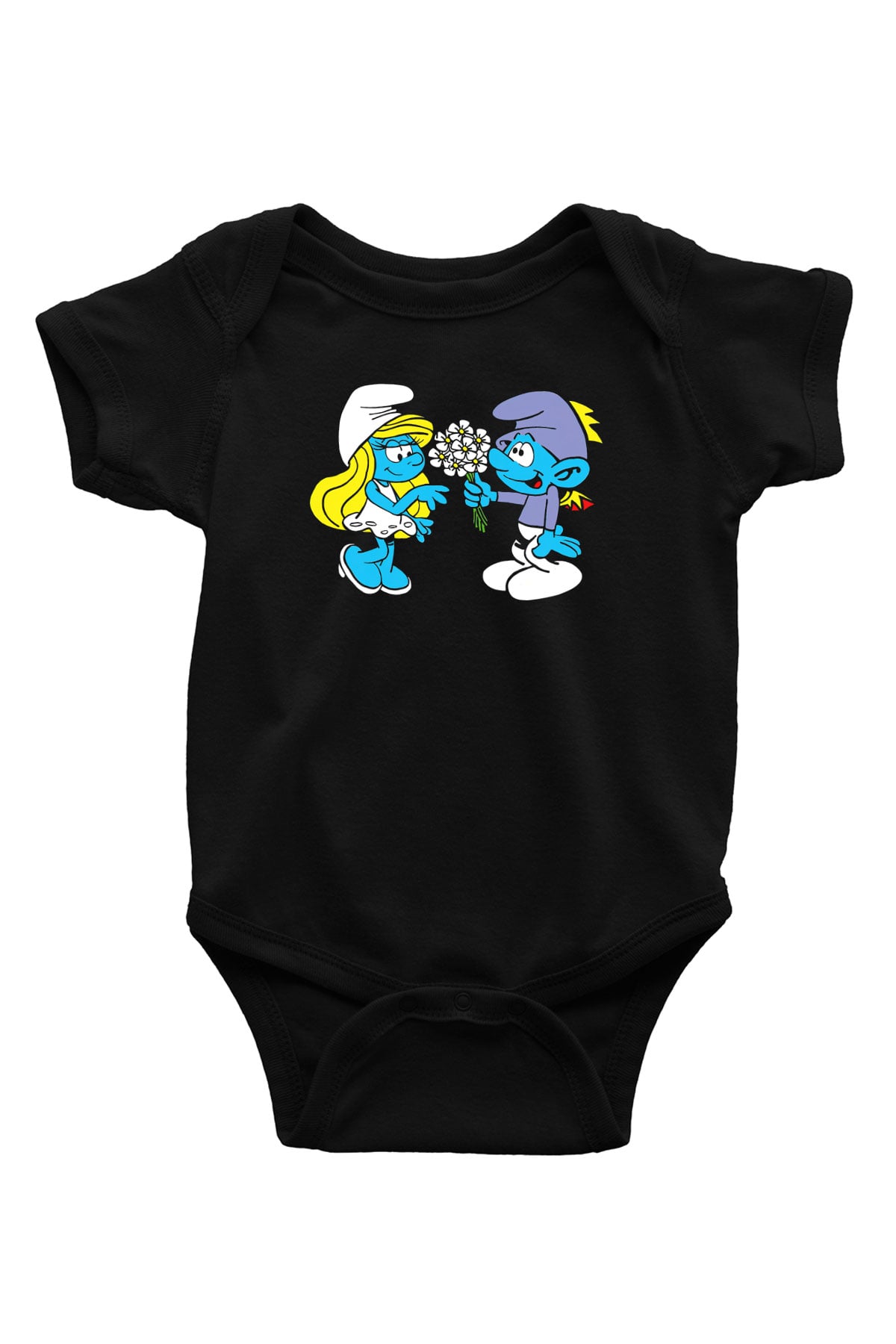 The Smurfs Şirinler Siyah Bebek Body - Zıbın
