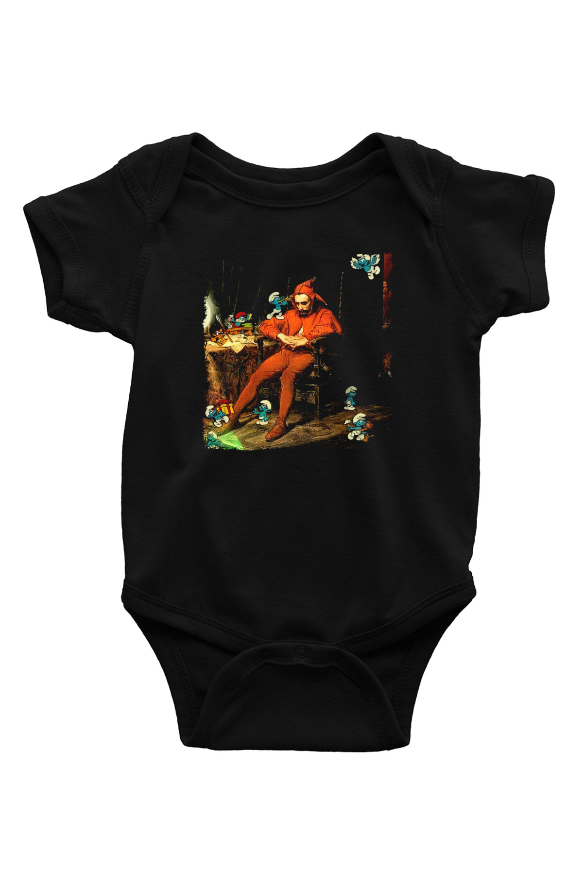 The Smurfs Şirinler Siyah Bebek Body - Zıbın