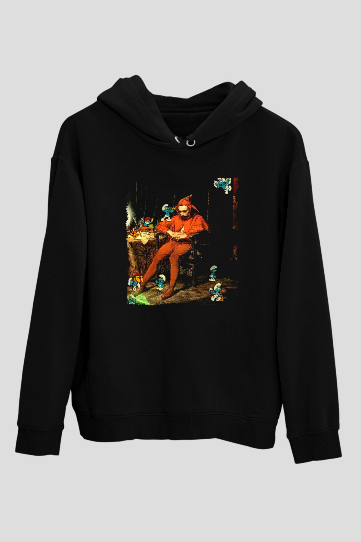 The Smurfs Şirinler Siyah Unisex Hoodie