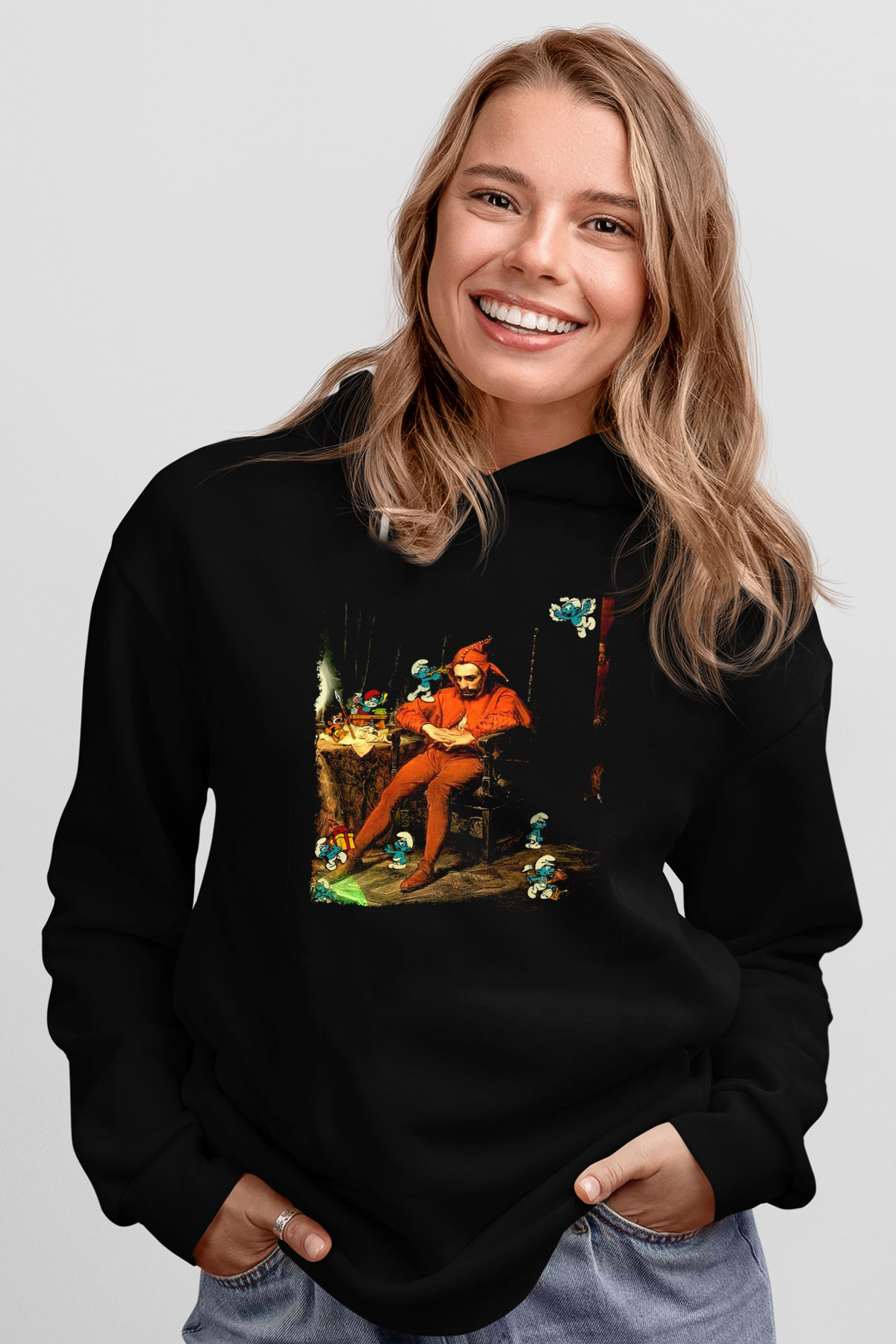 The Smurfs Şirinler Siyah Unisex Hoodie